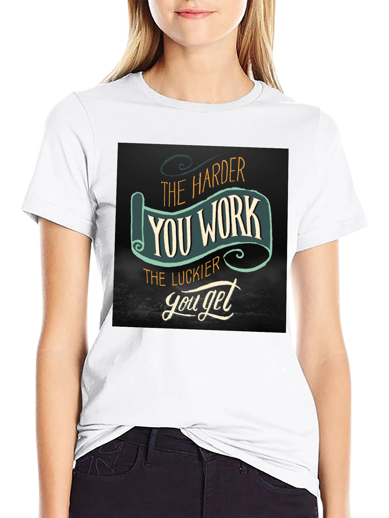 Work Harder Get Luckier Black T-Shirt