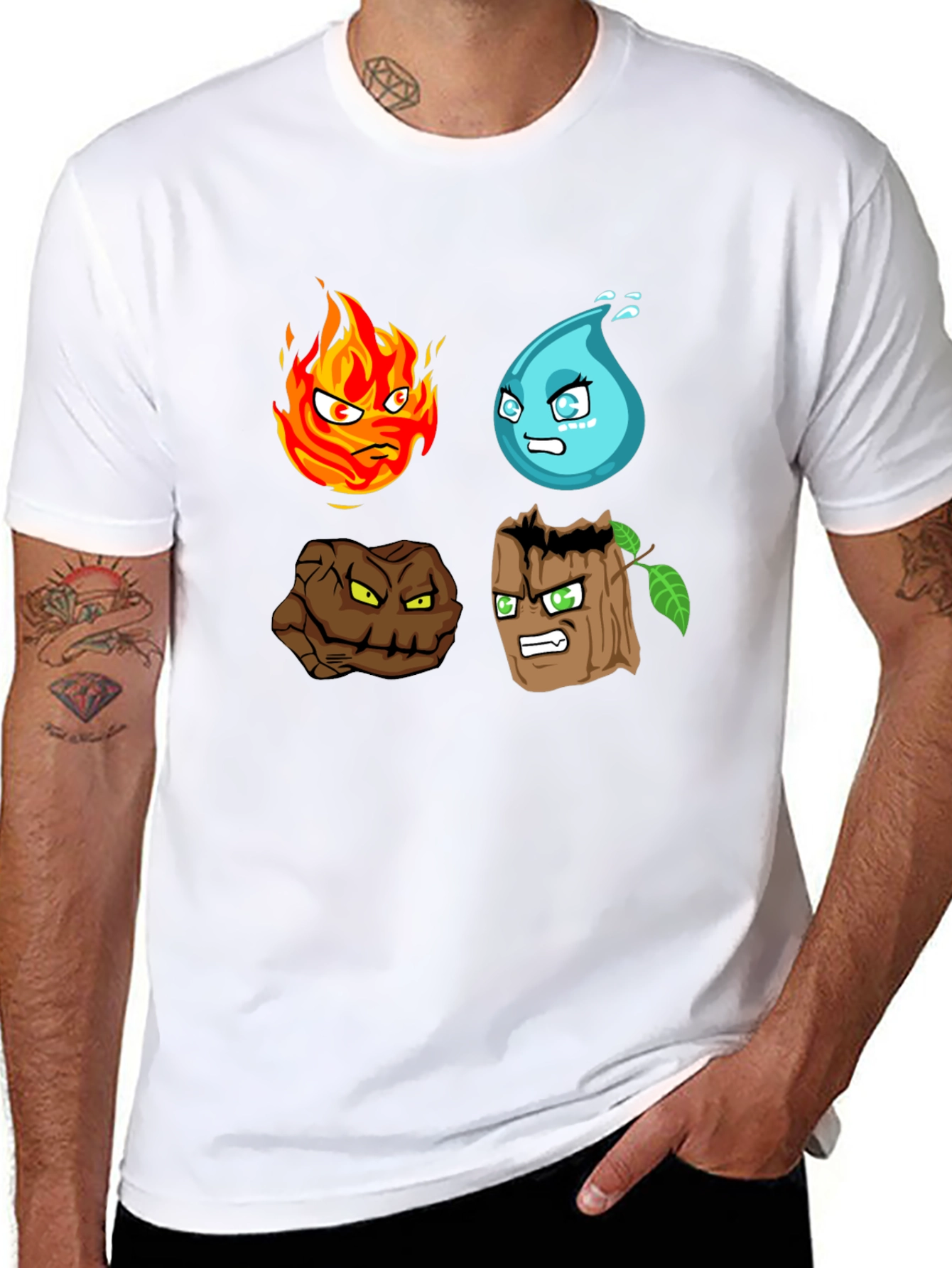 Elements T-Shirt - Fire Water Earth Wood Graphic Tee