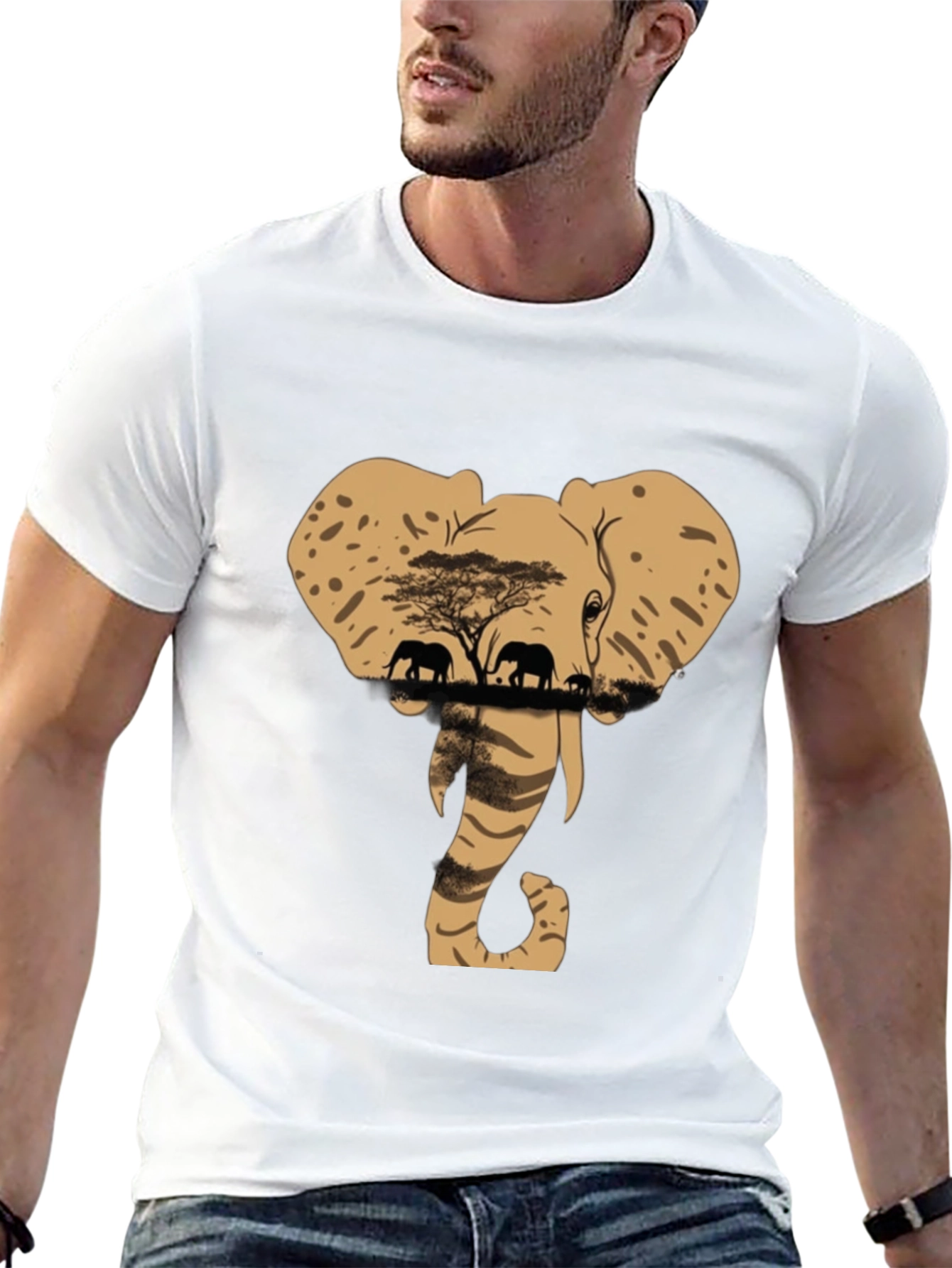 Elephant Silhouette Graphic Tee - Nature Safari Design