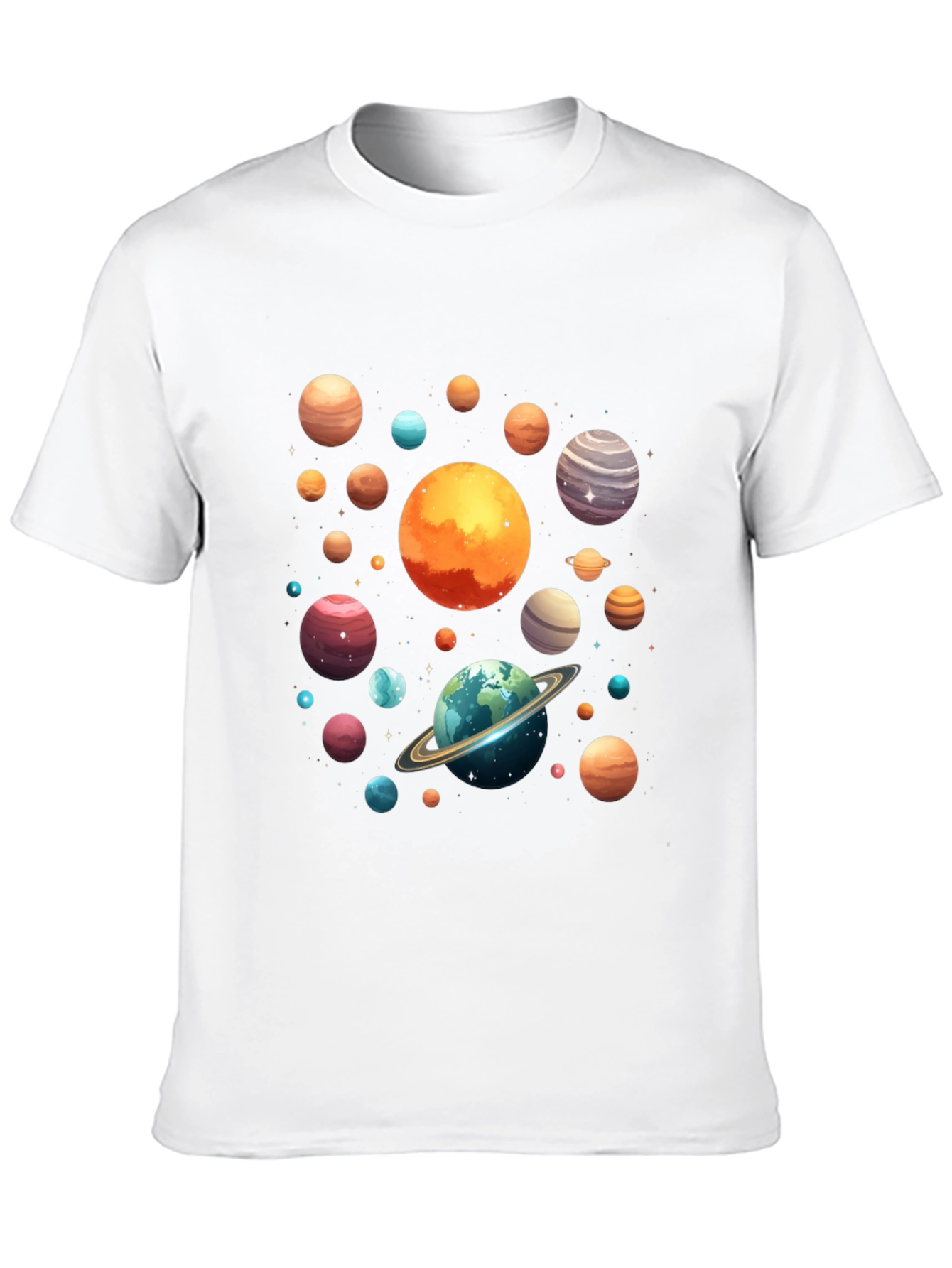 Planets Graphic Print Black T-Shirt