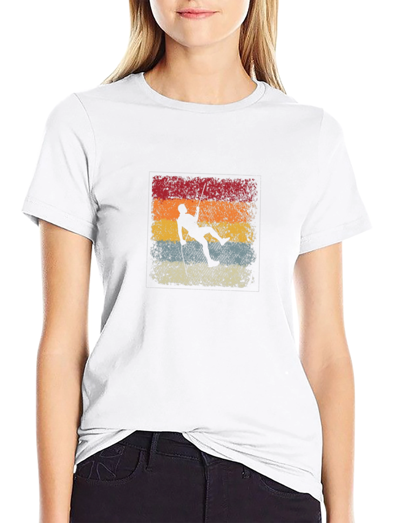 Retro Climber Graphic Tee - Black Cotton T-Shirt