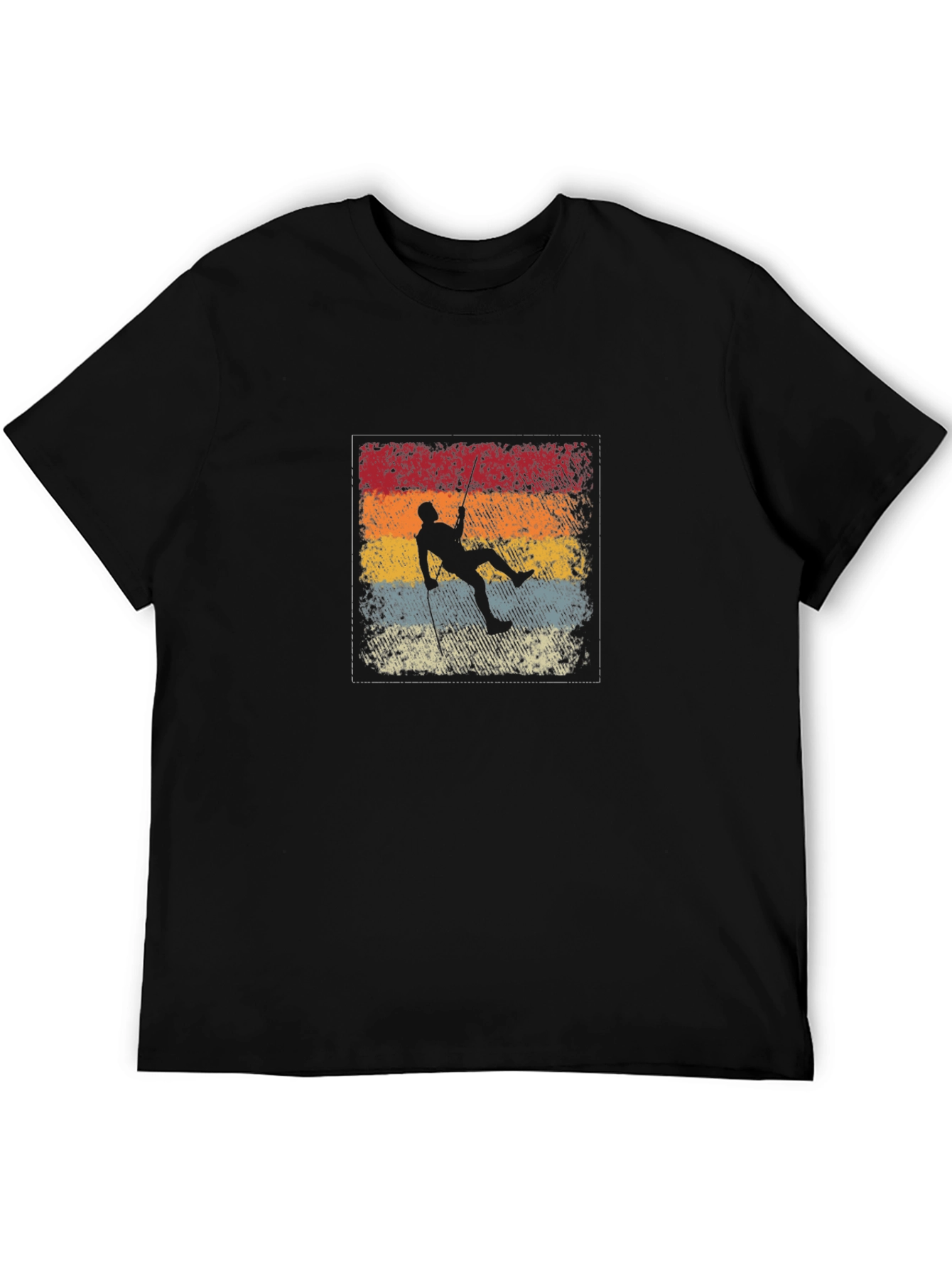 Retro Climber Graphic Tee - Black Cotton T-Shirt
