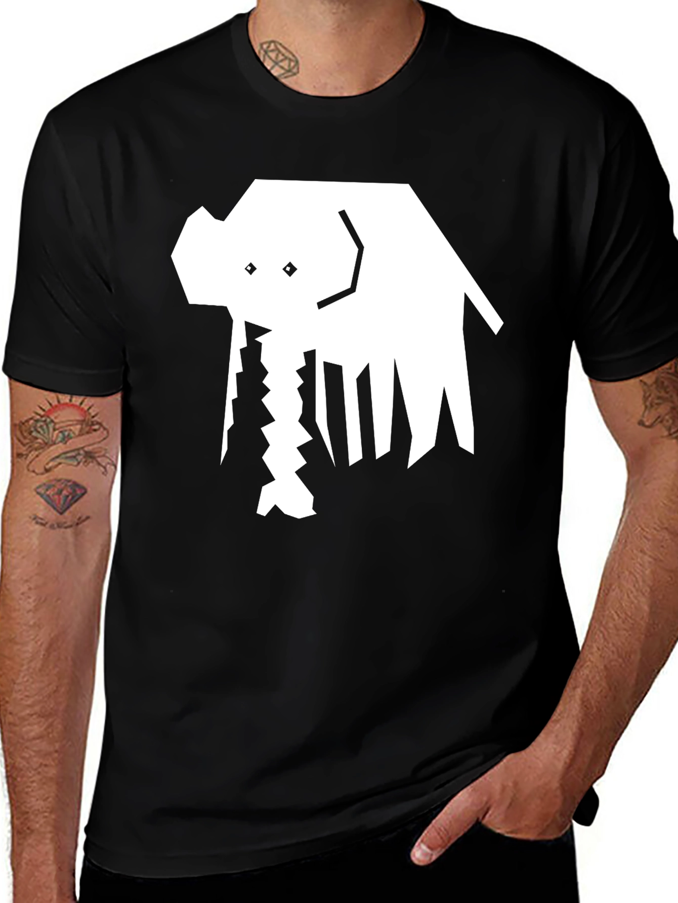 Abstract Elephant Graphic Tee - Black Cotton