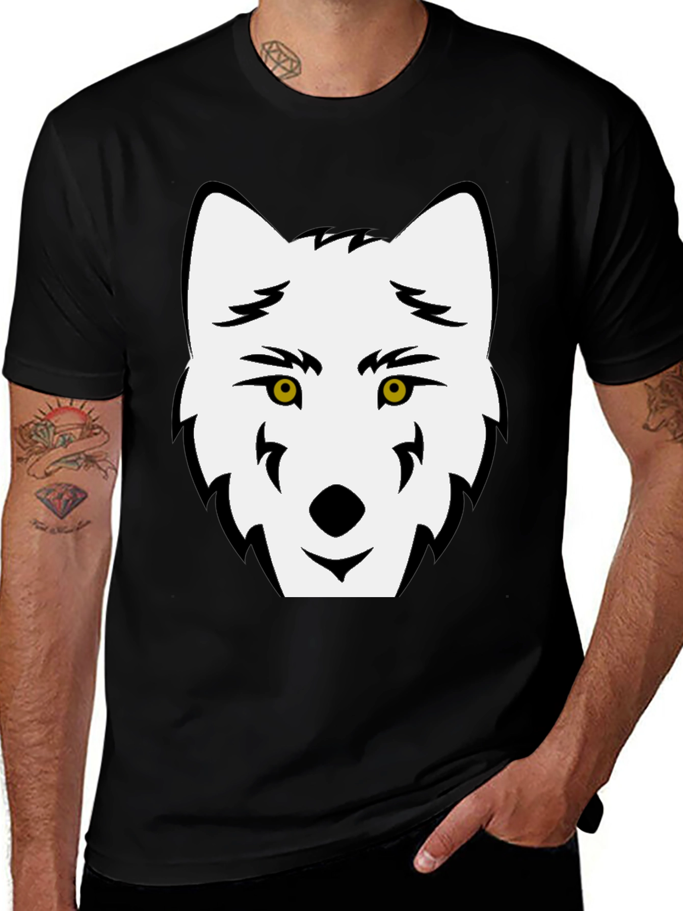 Wolf Graphic Black T-Shirt for Men