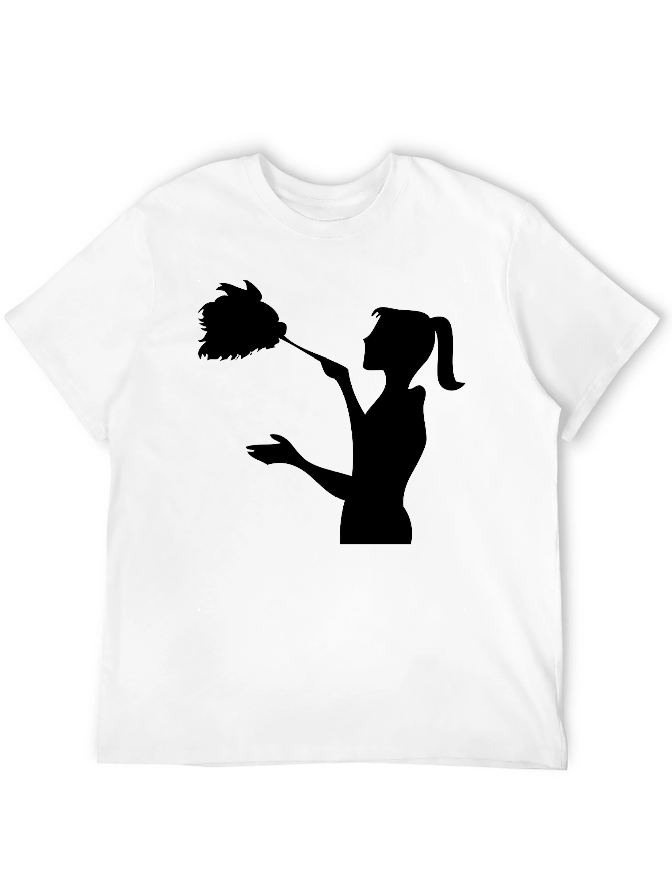 Maid Silhouette Graphic Tee - Black Cotton Blend