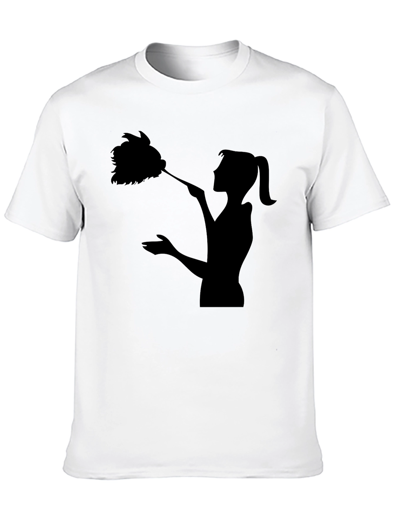 Maid Silhouette Graphic Tee - Black Cotton Blend