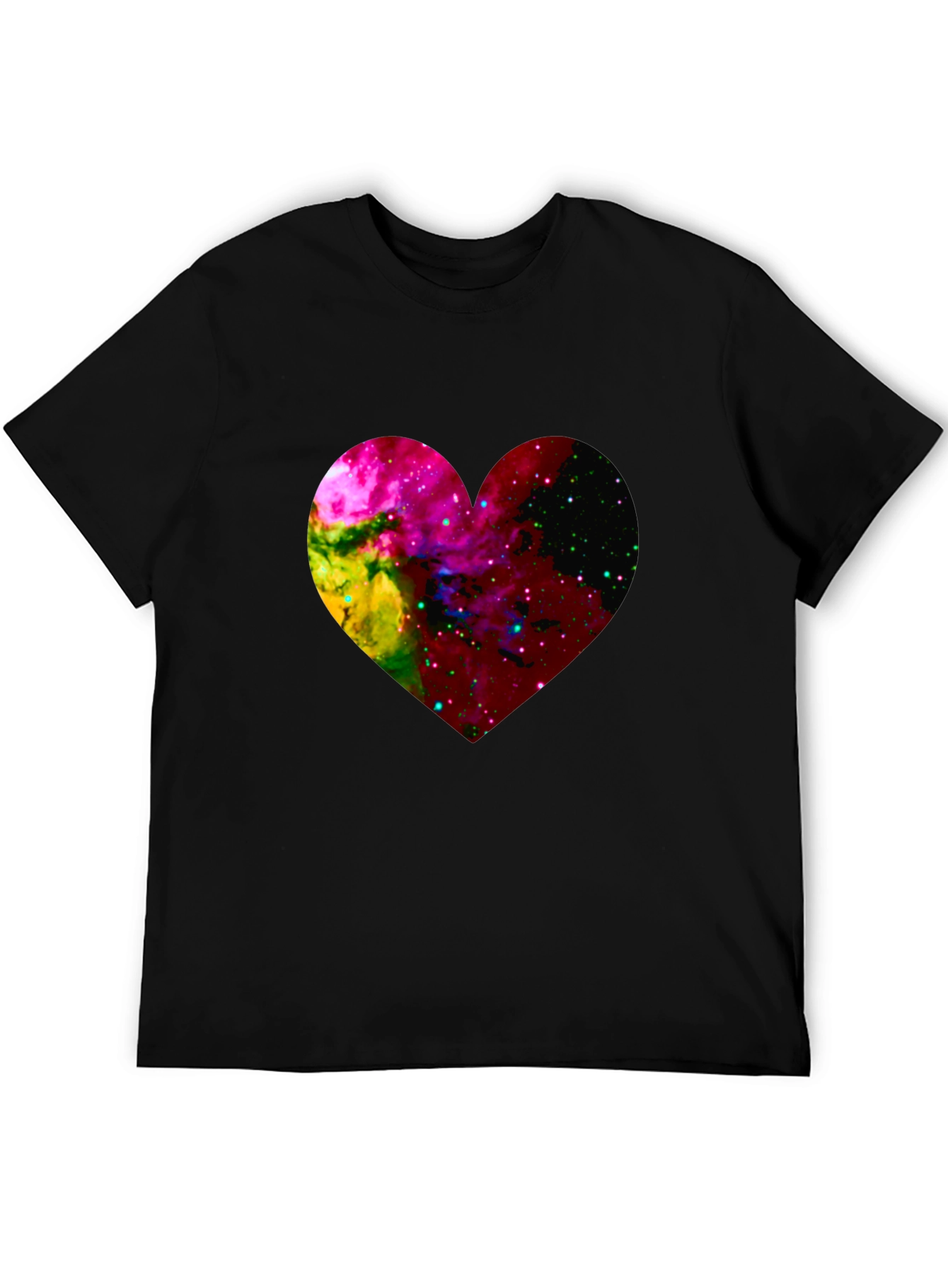 Galaxy Heart Graphic Black T-Shirt