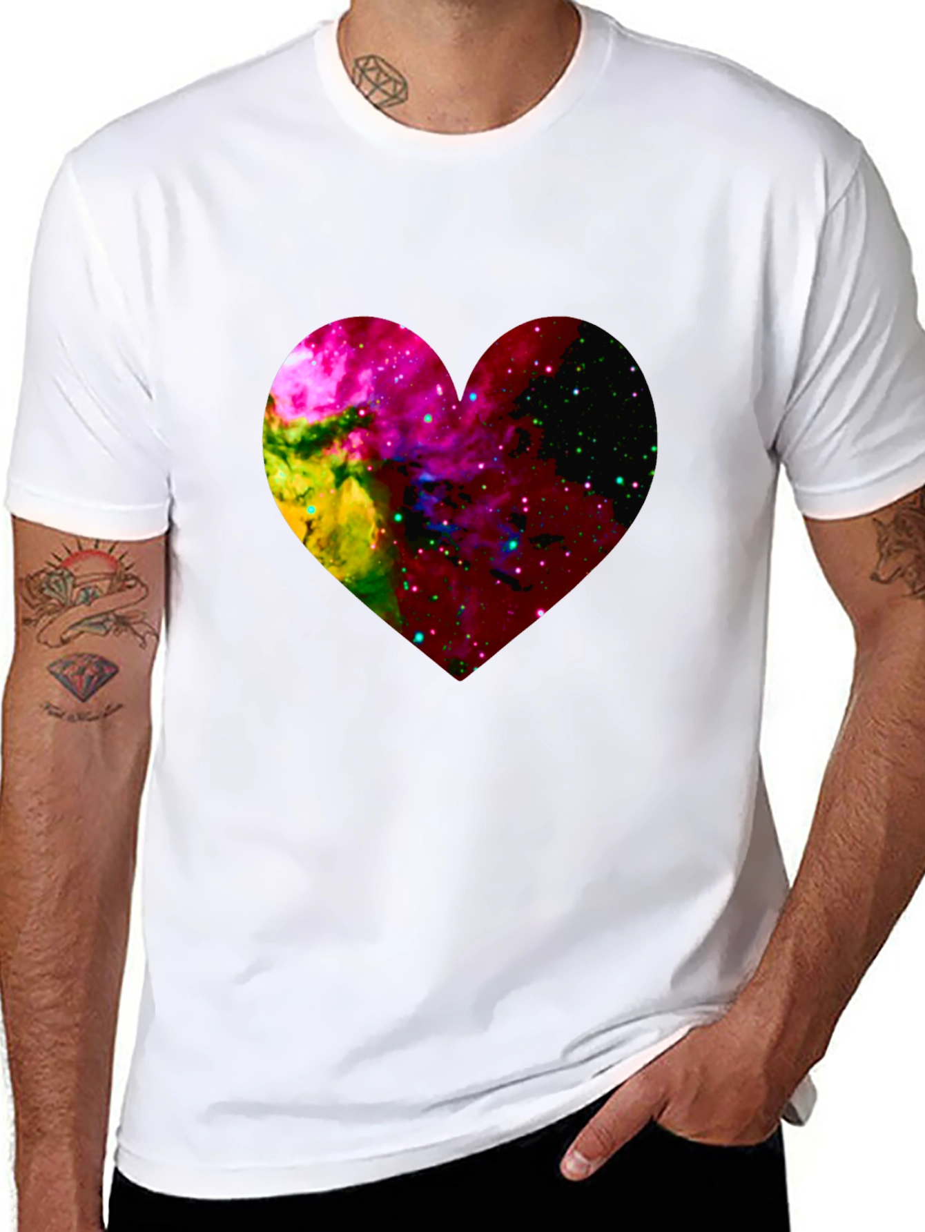 Galaxy Heart Graphic Black T-Shirt