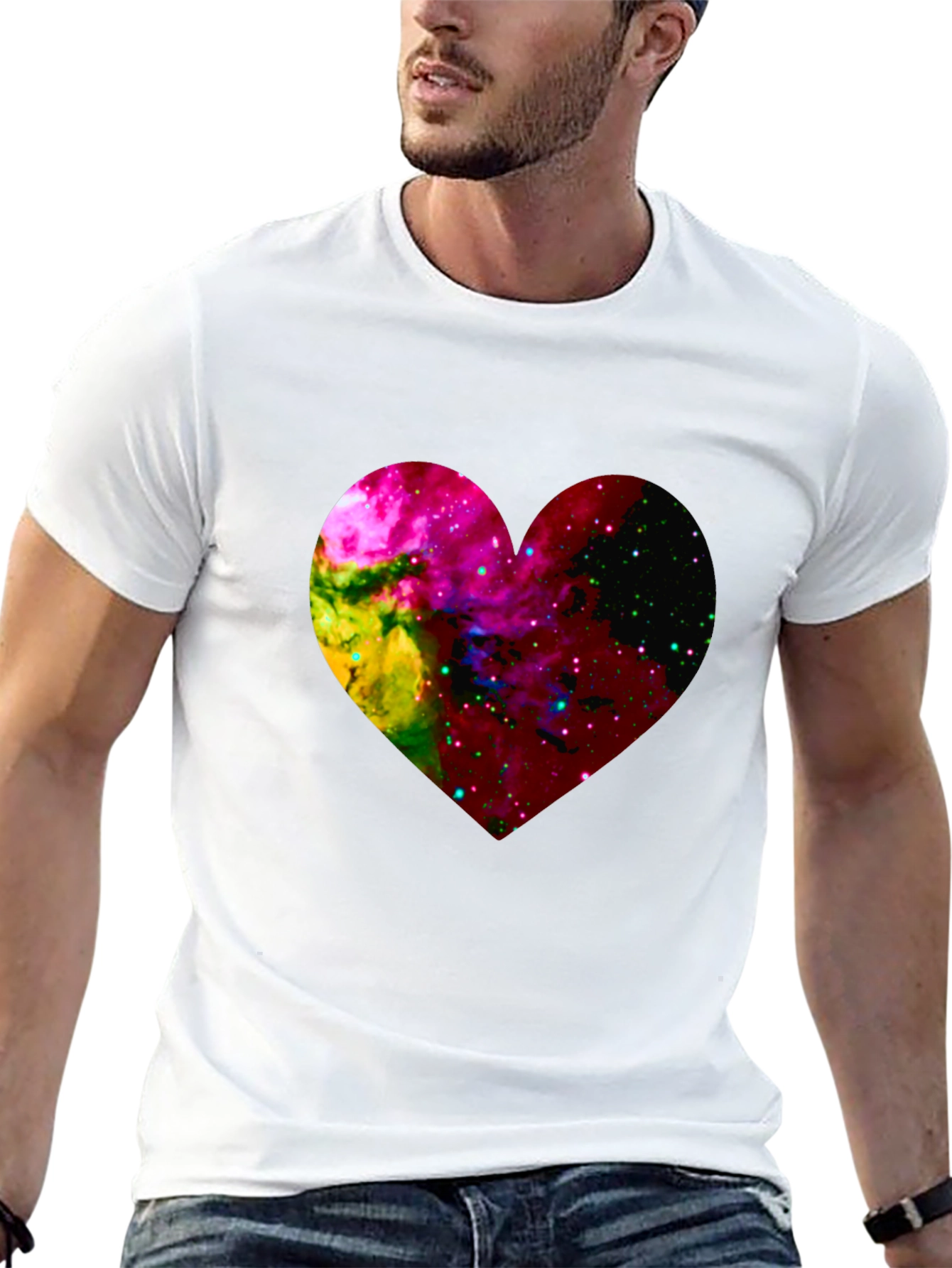 Galaxy Heart Graphic Black T-Shirt
