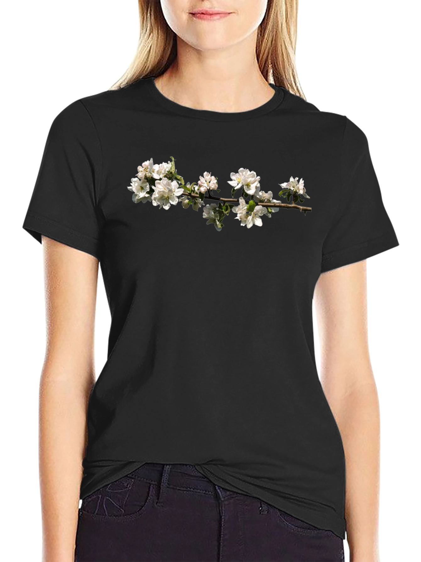 Blossom Branch Graphic Black T-Shirt