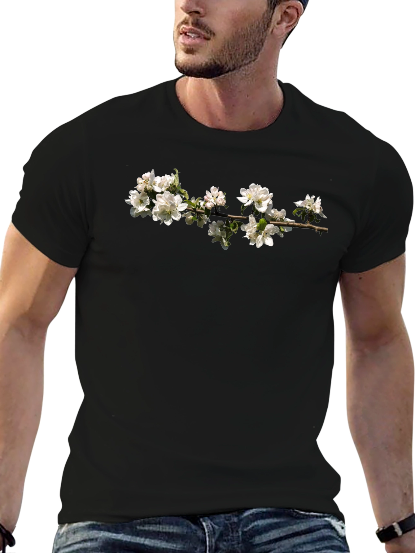 Blossom Branch Graphic Black T-Shirt