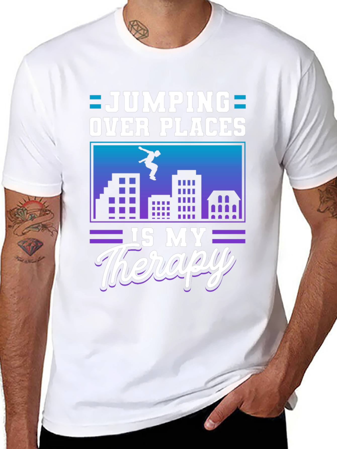 Jumping Over Places Therapy Black T-Shirt