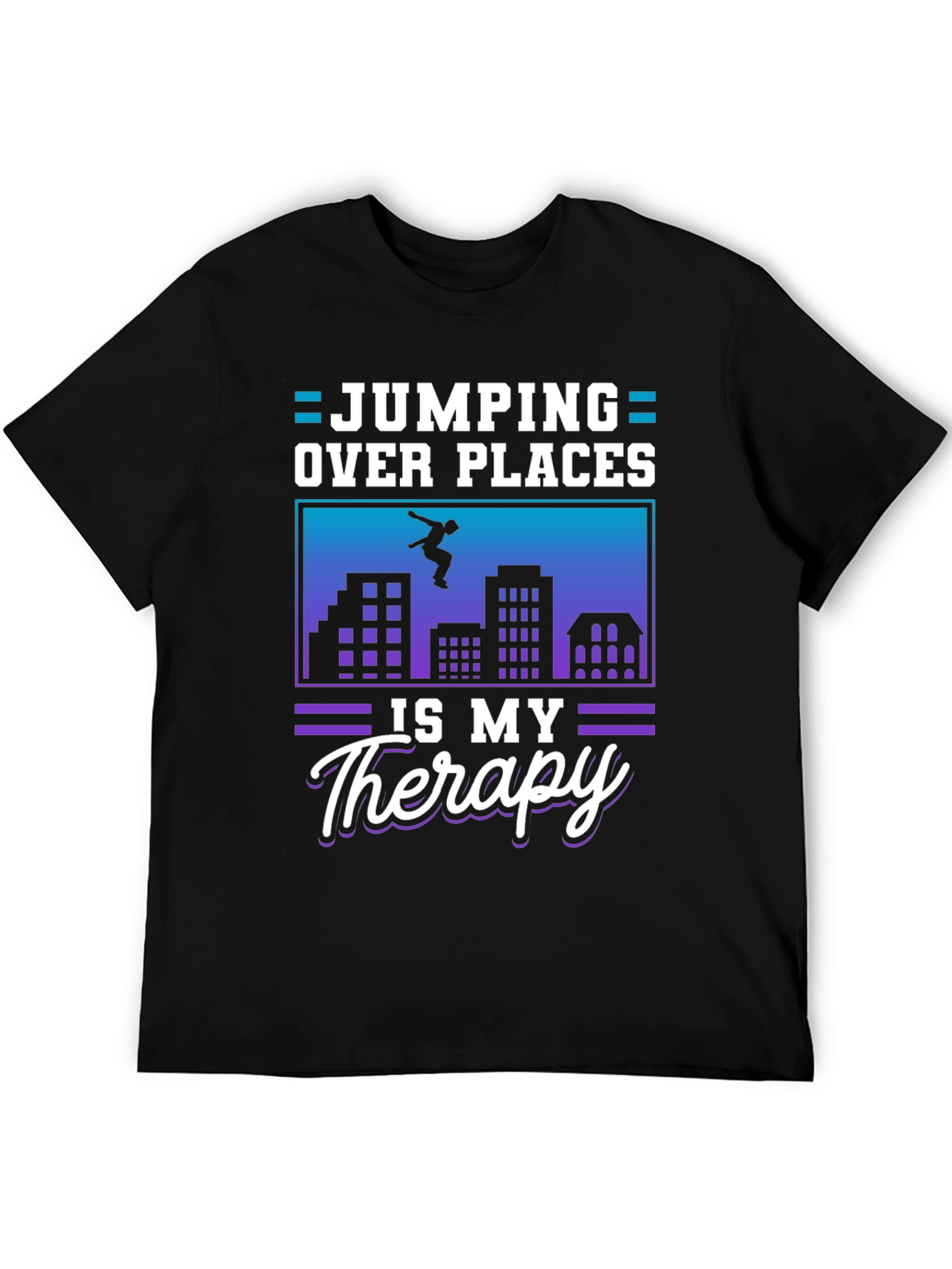 Jumping Over Places Therapy Black T-Shirt