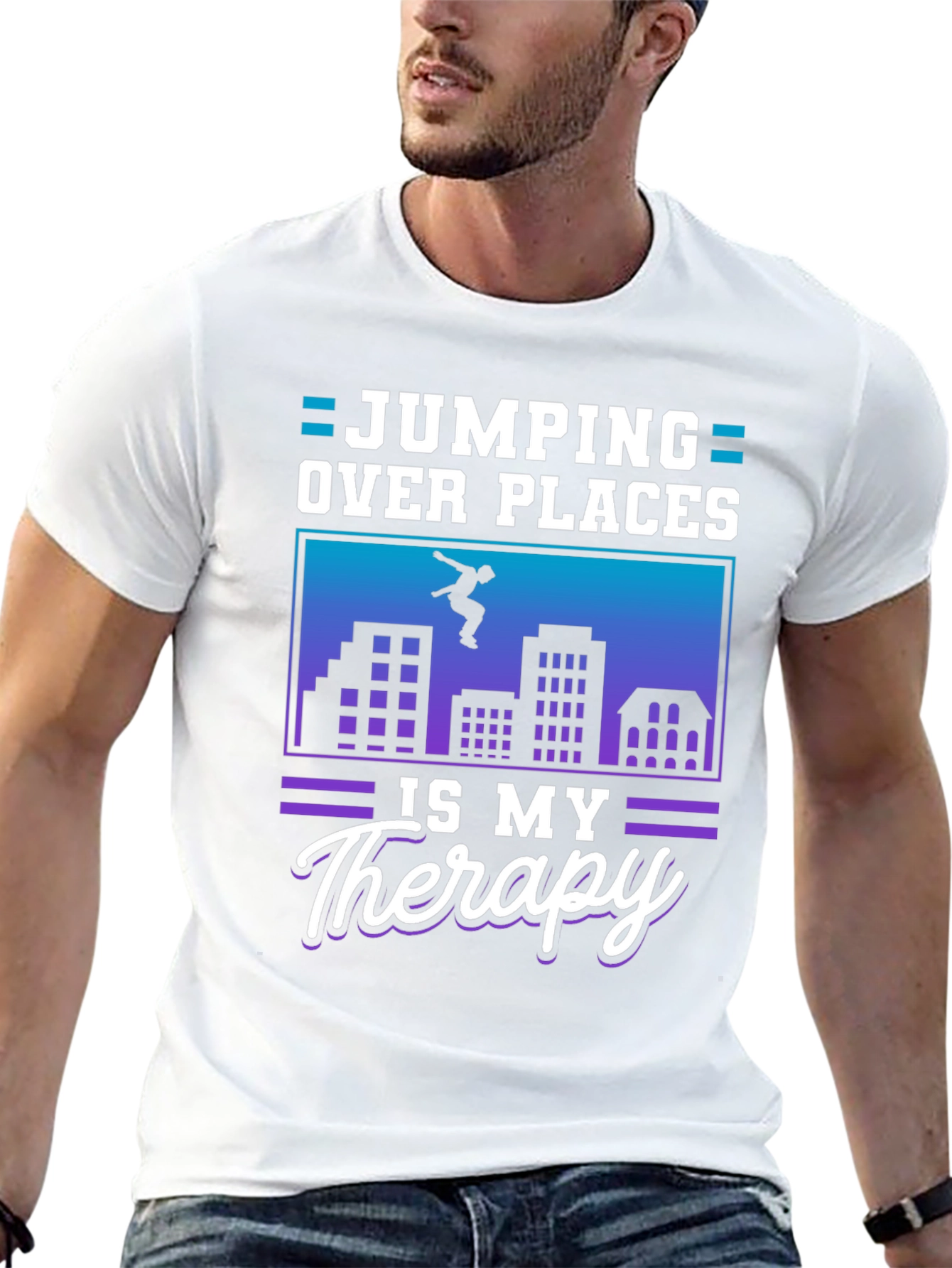 Jumping Over Places Therapy Black T-Shirt