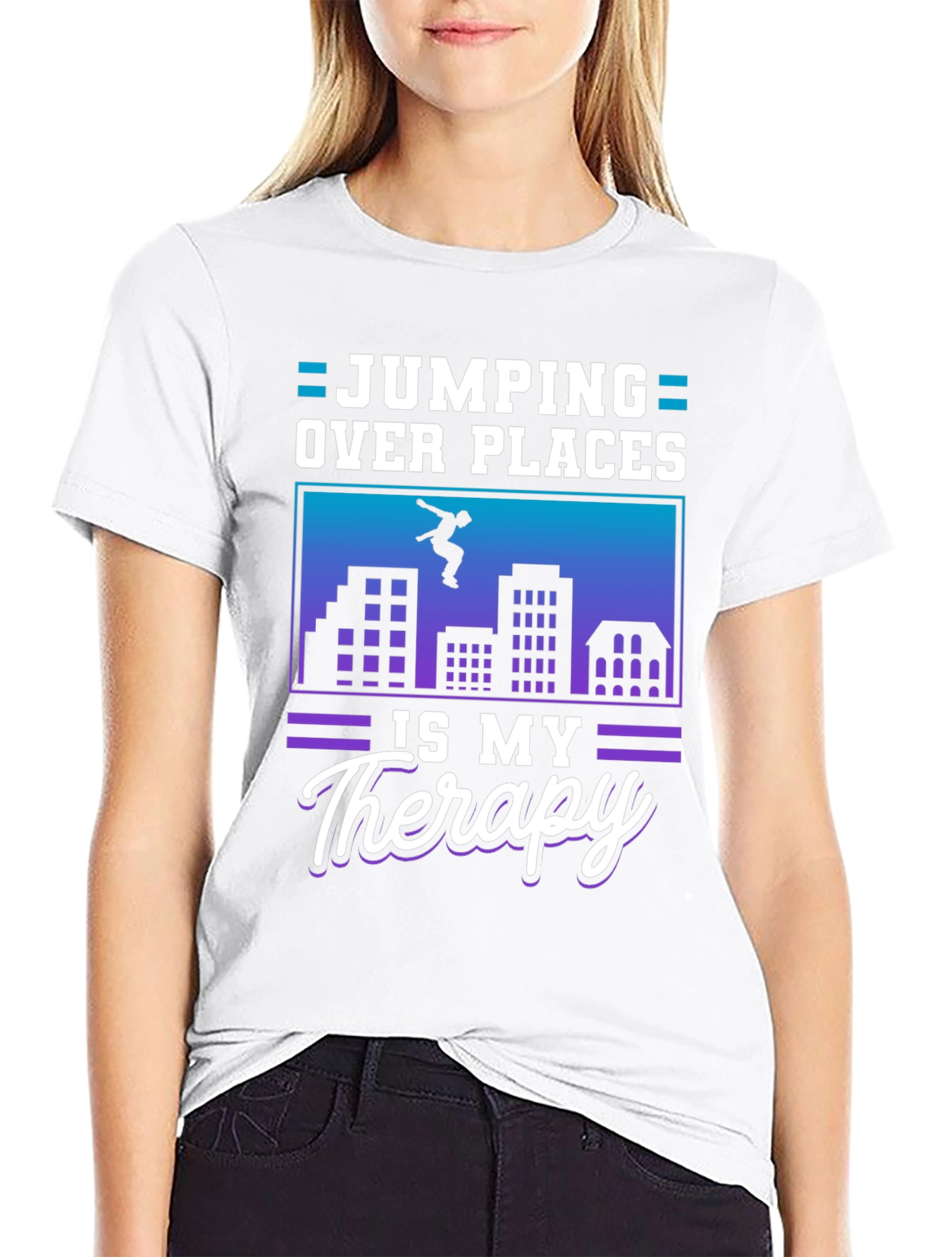 Jumping Over Places Therapy Black T-Shirt