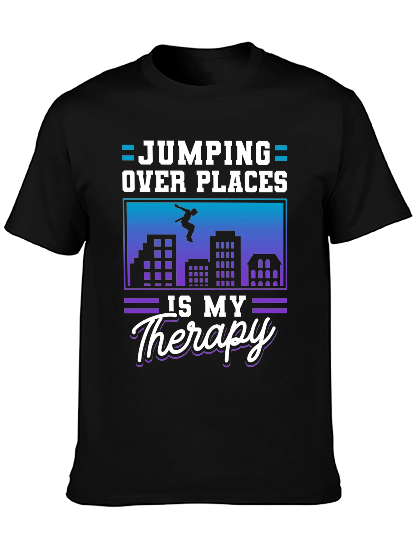 Jumping Over Places Therapy Black T-Shirt
