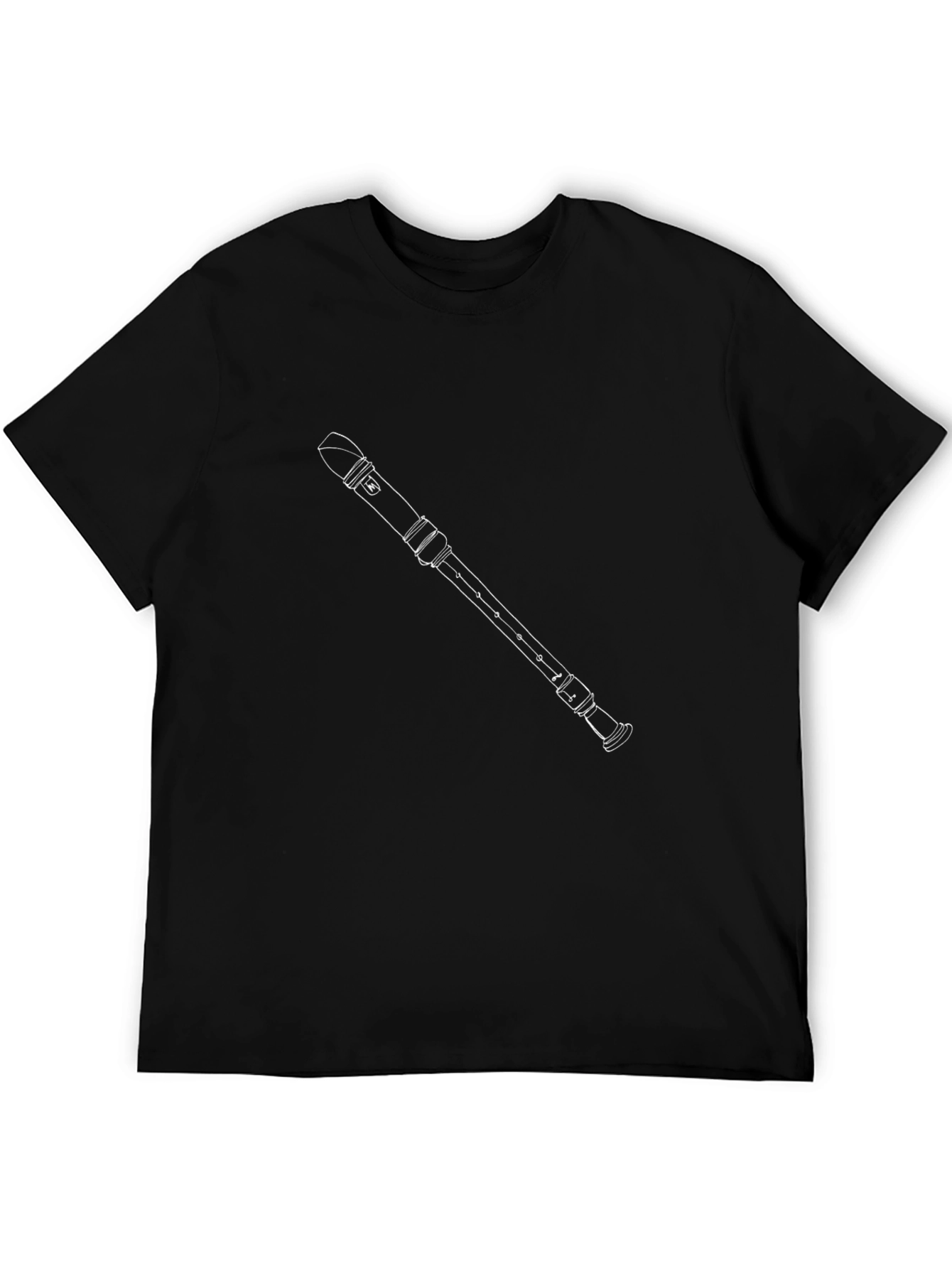 Black T-Shirt with Flute Graphic