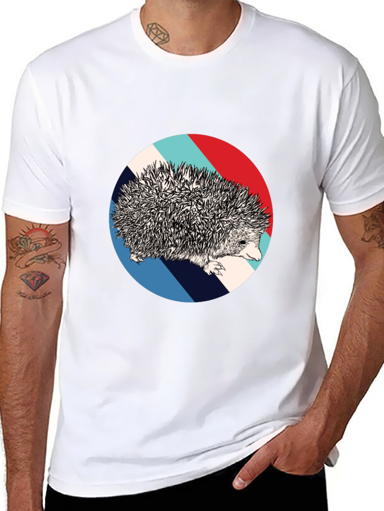 Hedgehog Circle Graphic Tee - Unique Design