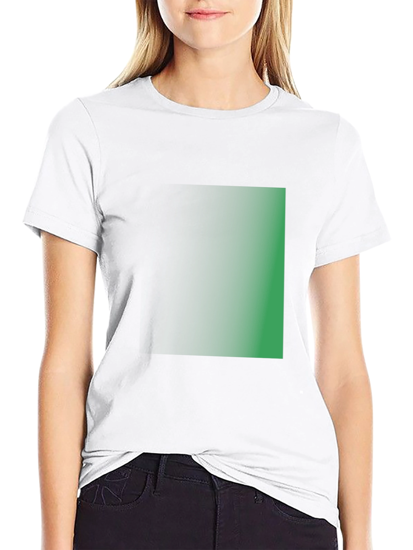 Mens Black T-Shirt with Green Gradient Square Design