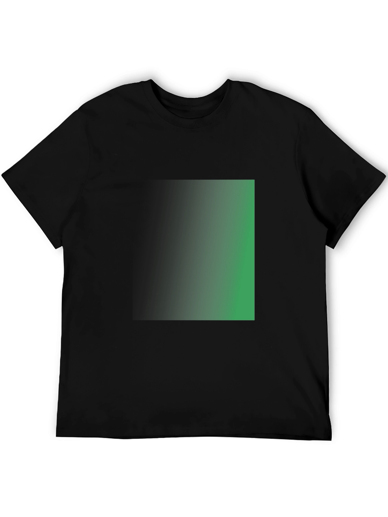 Mens Black T-Shirt with Green Gradient Square Design