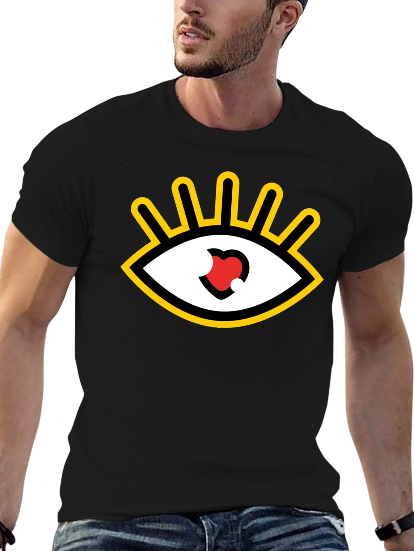 Eye Heart Graphic Tee - Black Casual Shirt