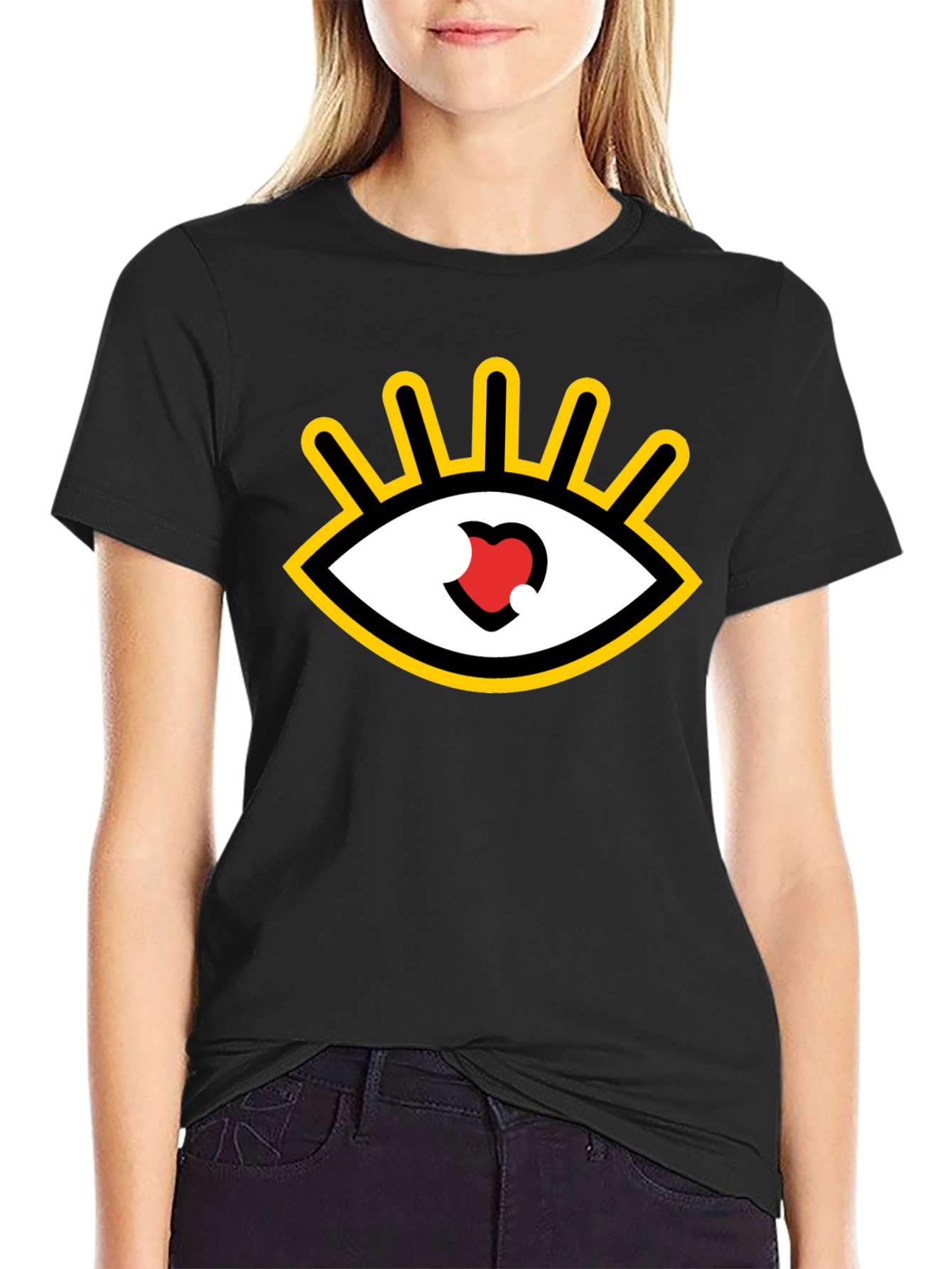 Eye Heart Graphic Tee - Black Casual Shirt