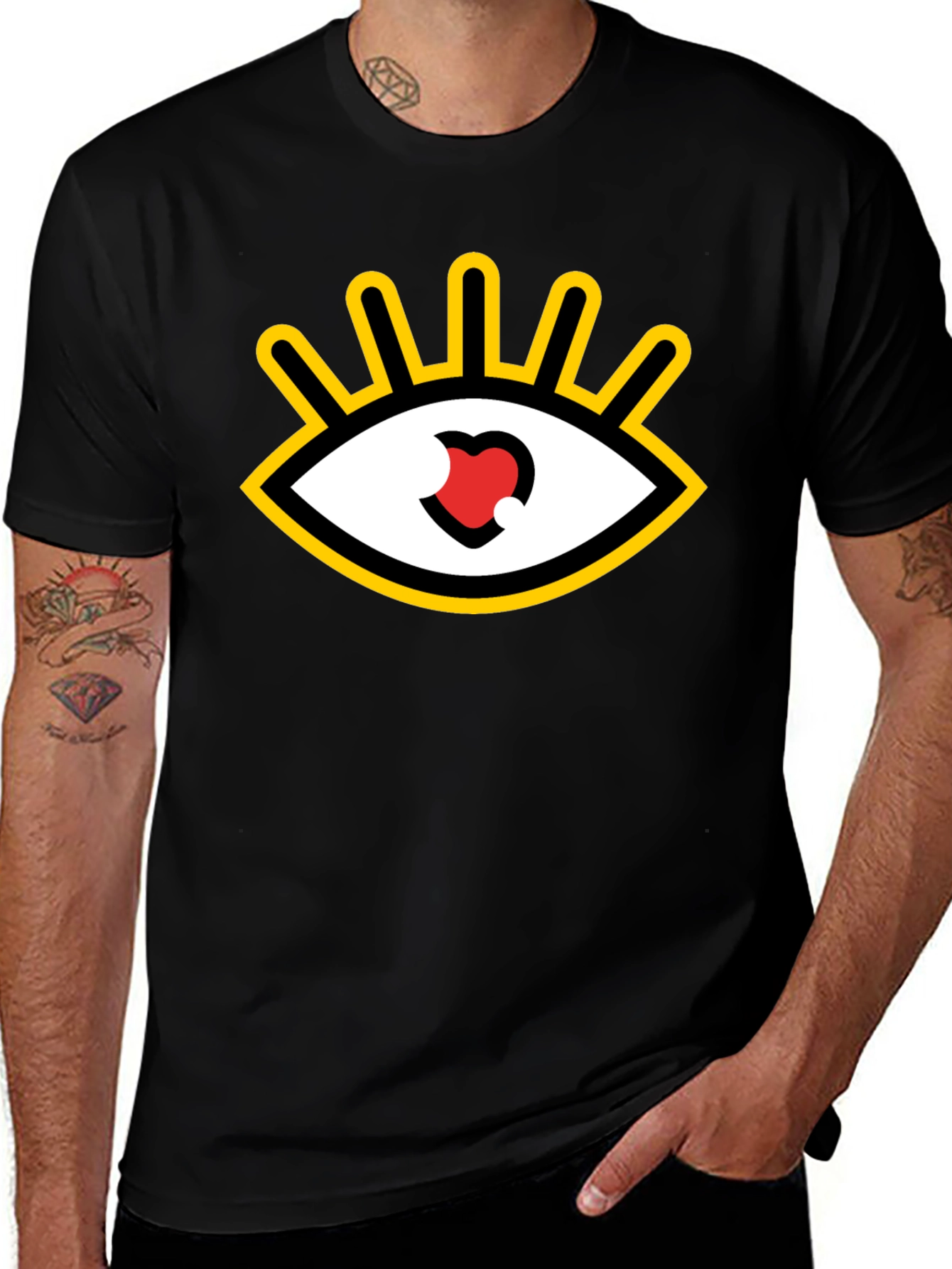 Eye Heart Graphic Tee - Black Casual Shirt