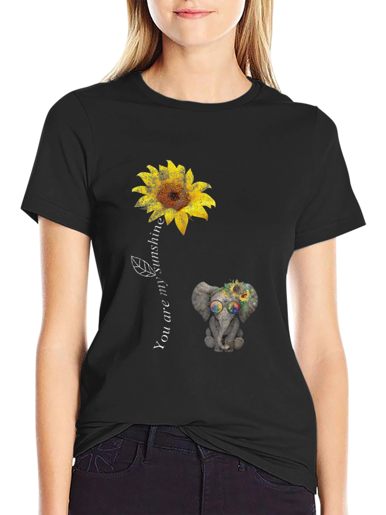 Sunshine Sunflower Elephant Graphic Tee