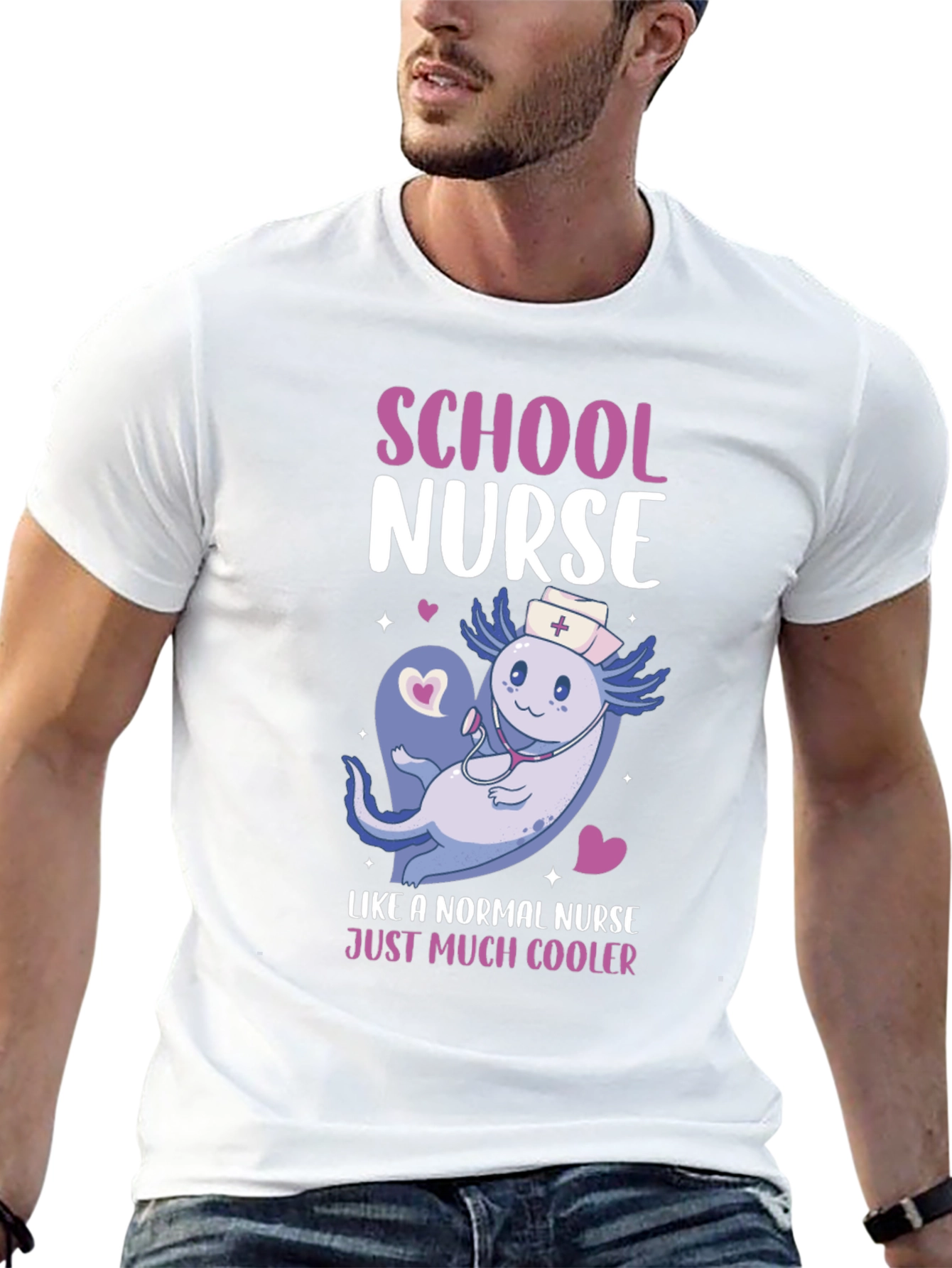 School Nurse Axolotl T-Shirt - Cool Nurse Tee