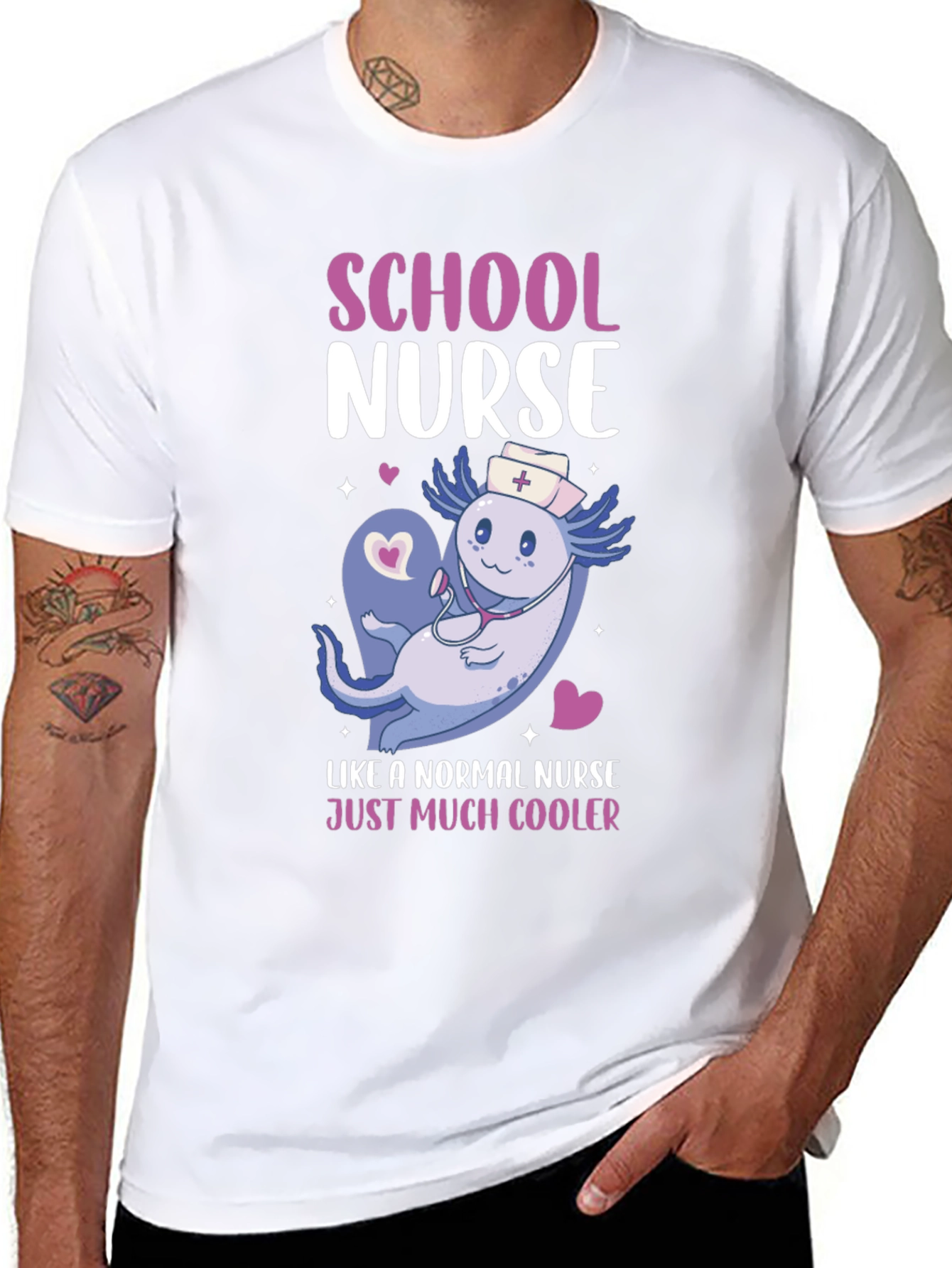School Nurse Axolotl T-Shirt - Cool Nurse Tee