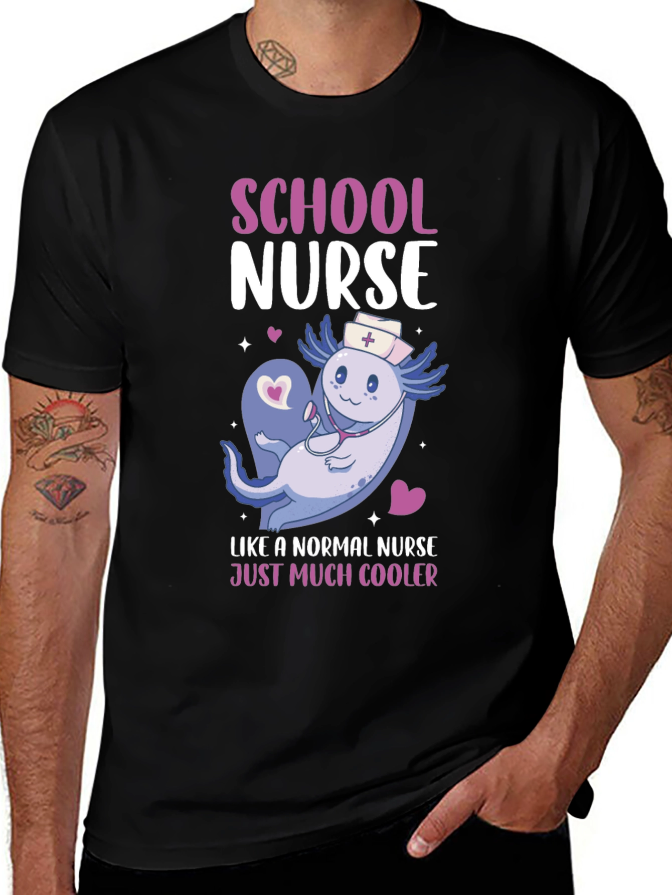 School Nurse Axolotl T-Shirt - Cool Nurse Tee