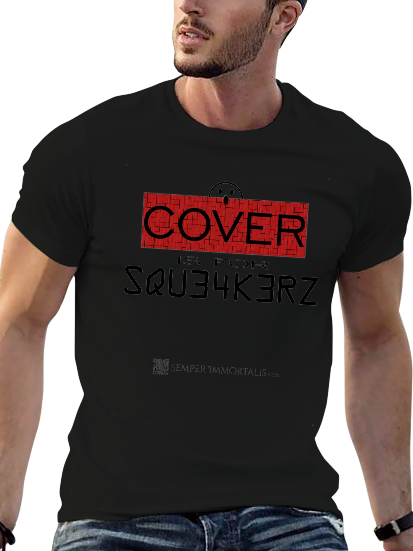Humorous Cover is for SQU34K3RZ Black T-Shirt