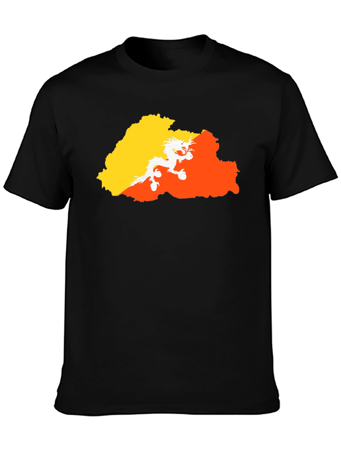 Bhutan Flag Dragon T-Shirt - Mens Black Tee