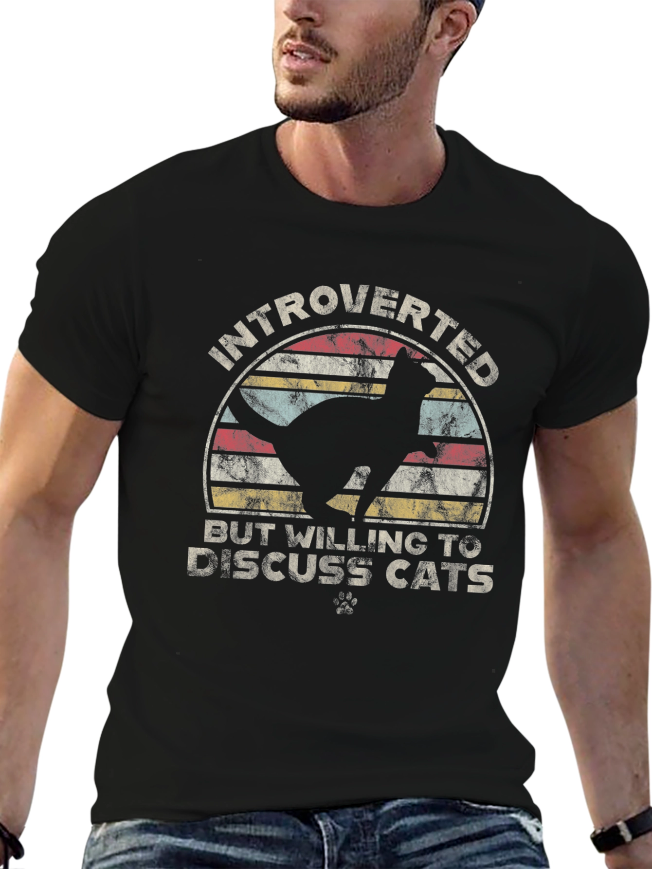 Introverted Cat Lover Tee - Black