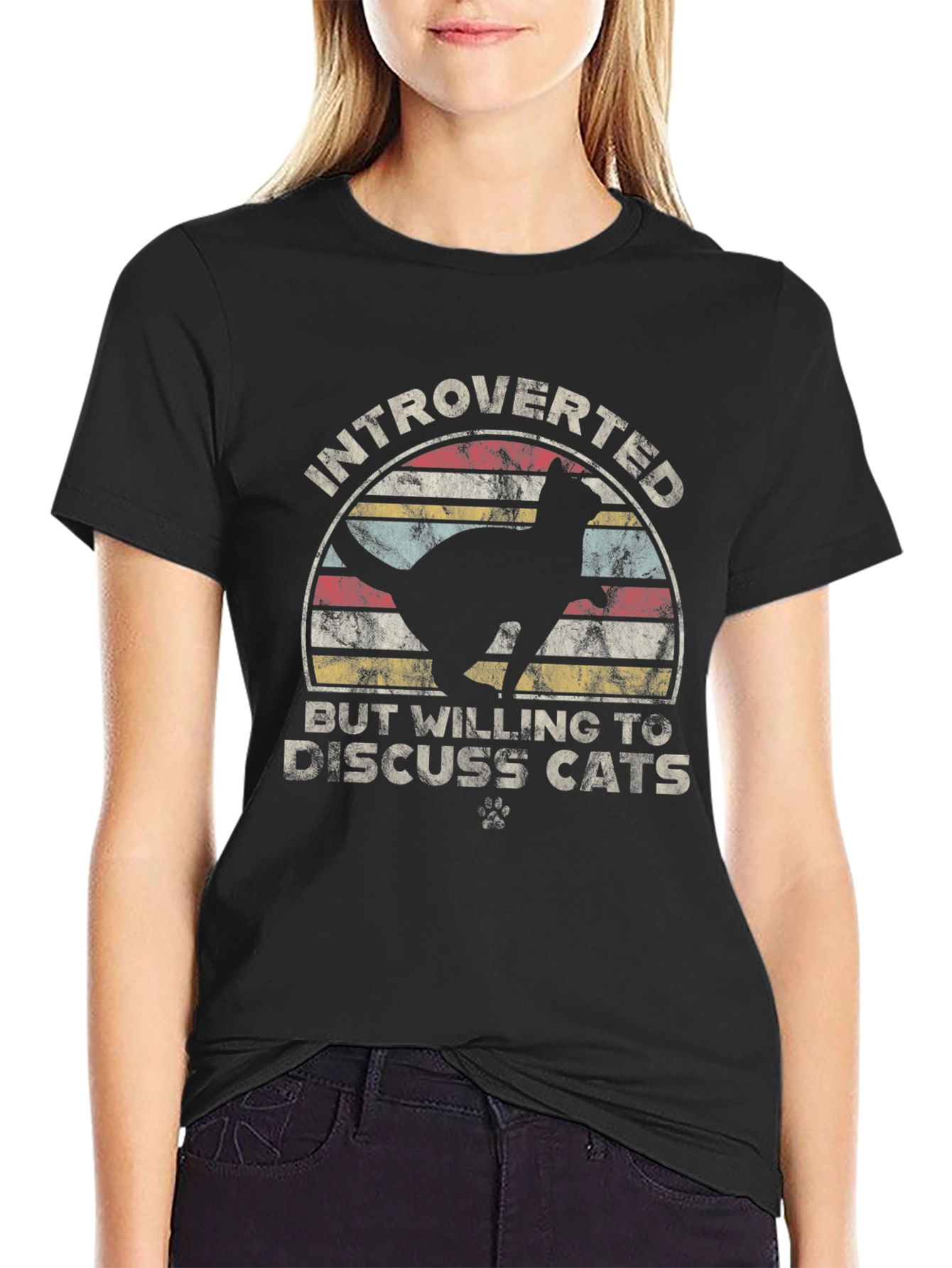 Introverted Cat Lover Tee - Black