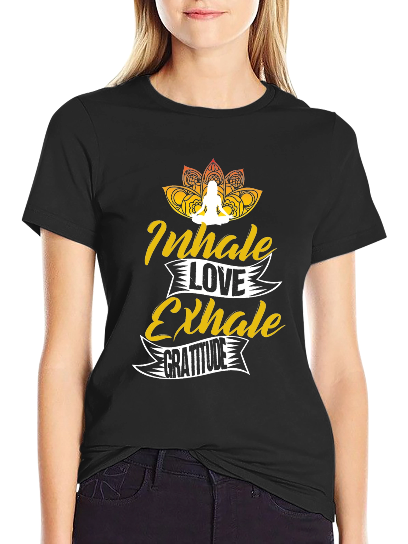 Inhale Love Exhale Gratitude Black Graphic Tee