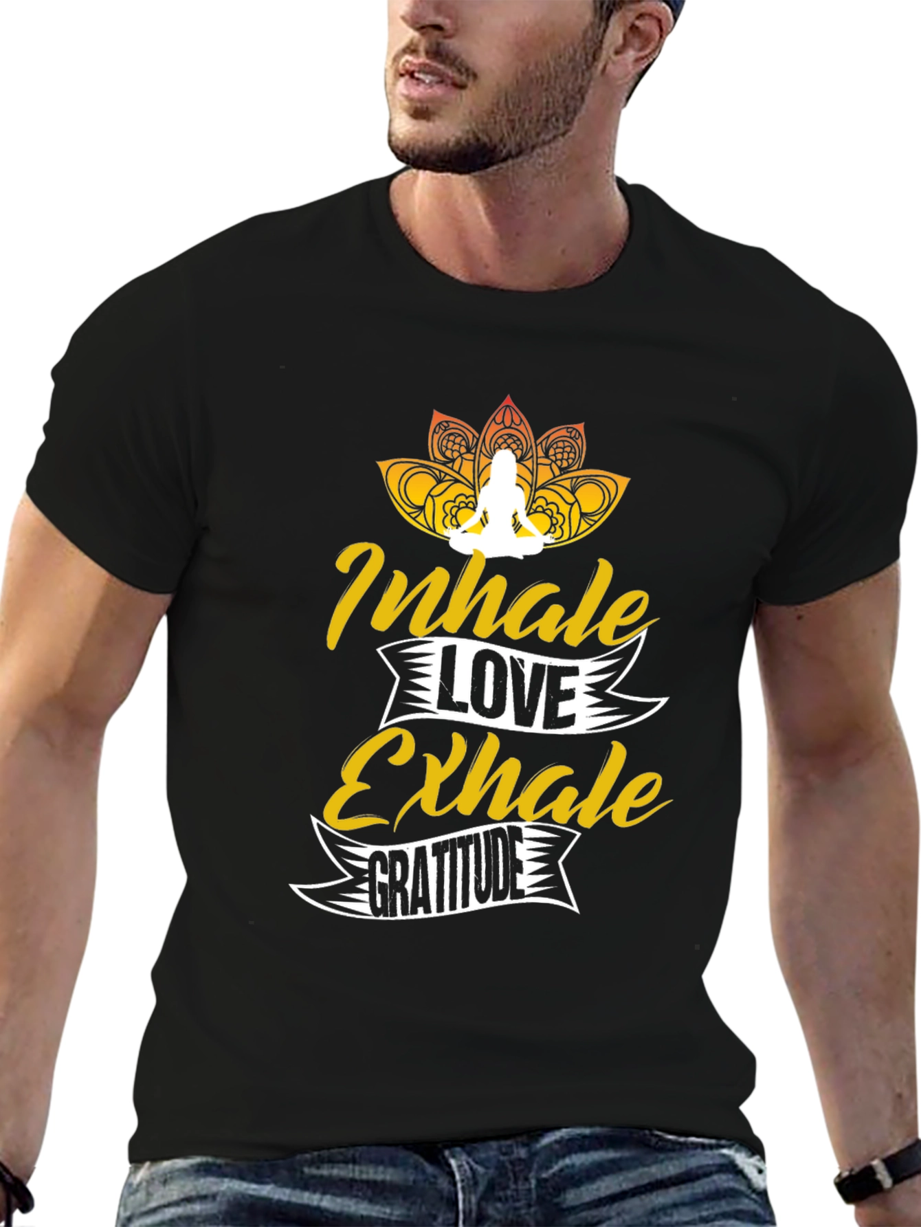 Inhale Love Exhale Gratitude Black Graphic Tee