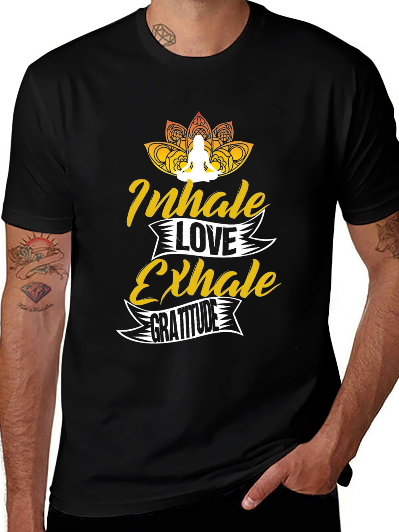 Inhale Love Exhale Gratitude Black Graphic Tee