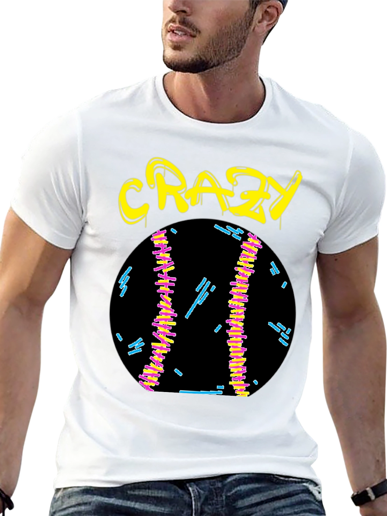 Crazy Graphic Tee - Black Cotton Shirt