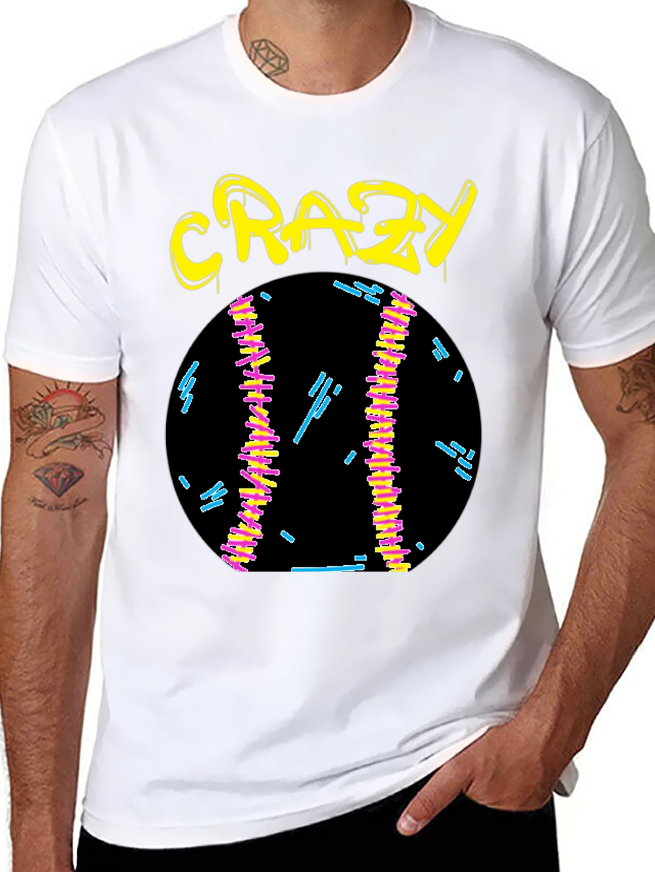 Crazy Graphic Tee - Black Cotton Shirt