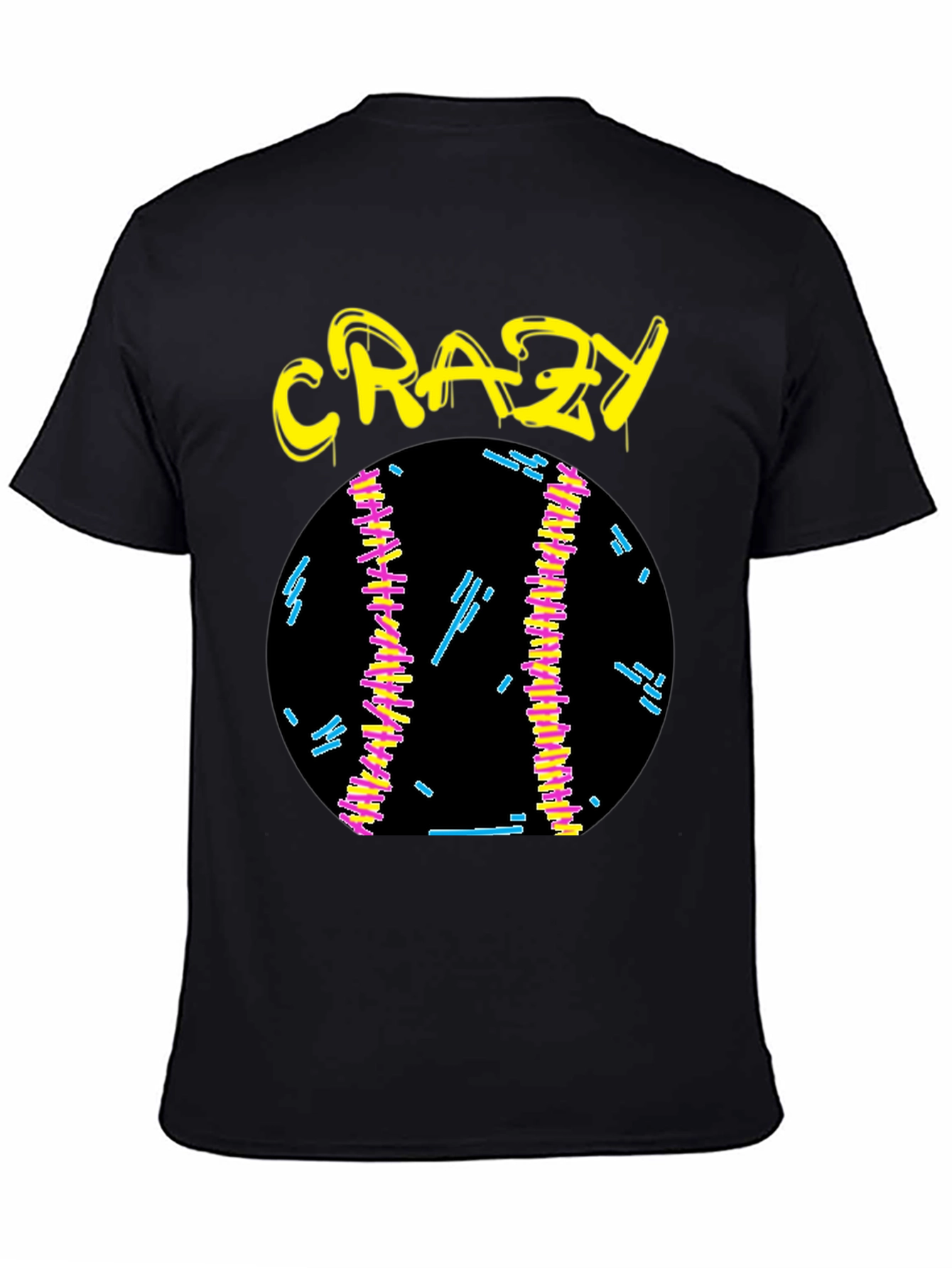 Crazy Graphic Tee - Black Cotton Shirt