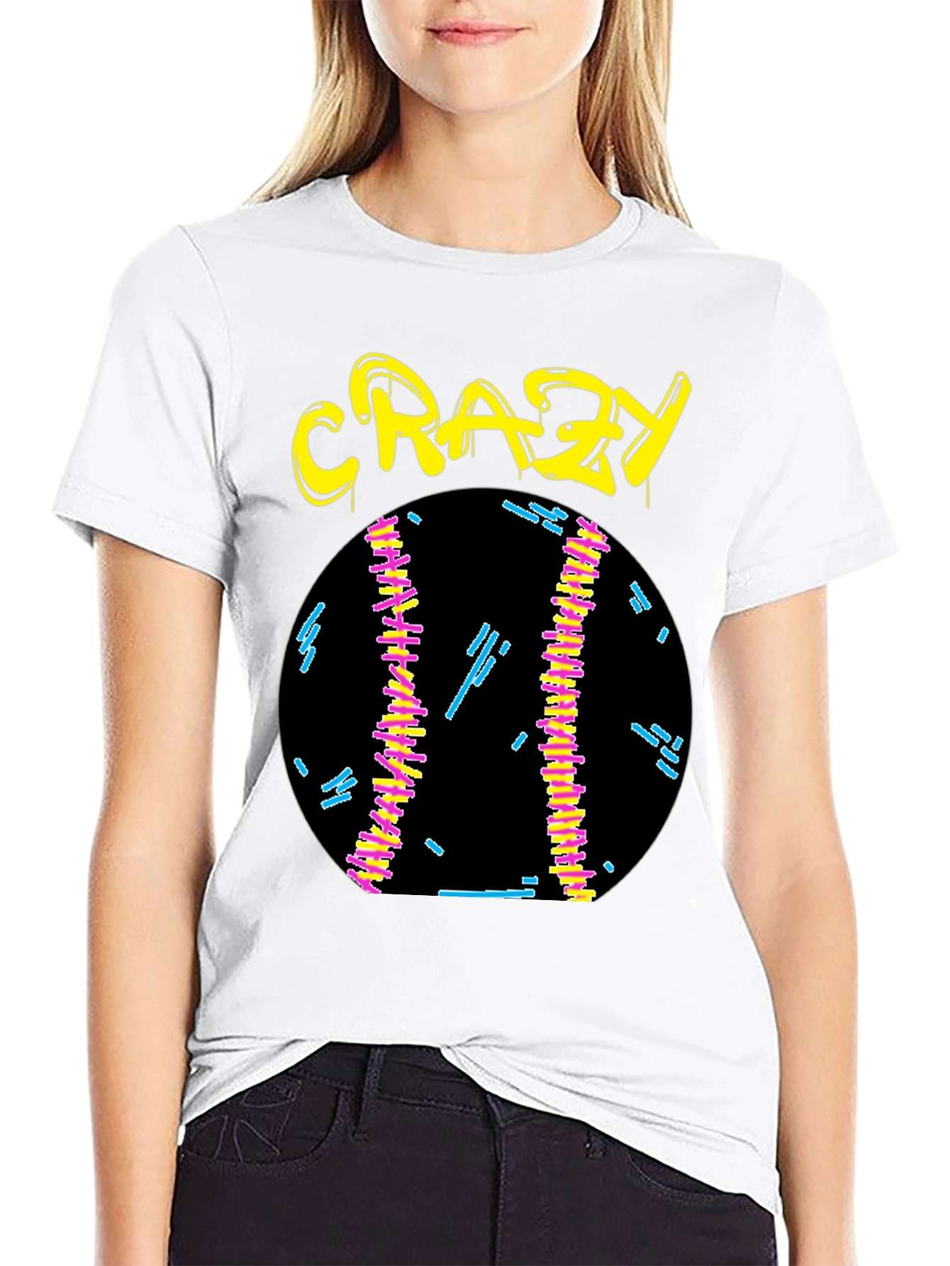 Crazy Graphic Tee - Black Cotton Shirt