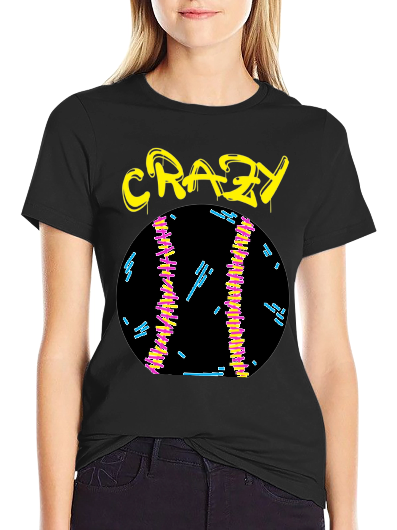 Crazy Graphic Tee - Black Cotton Shirt