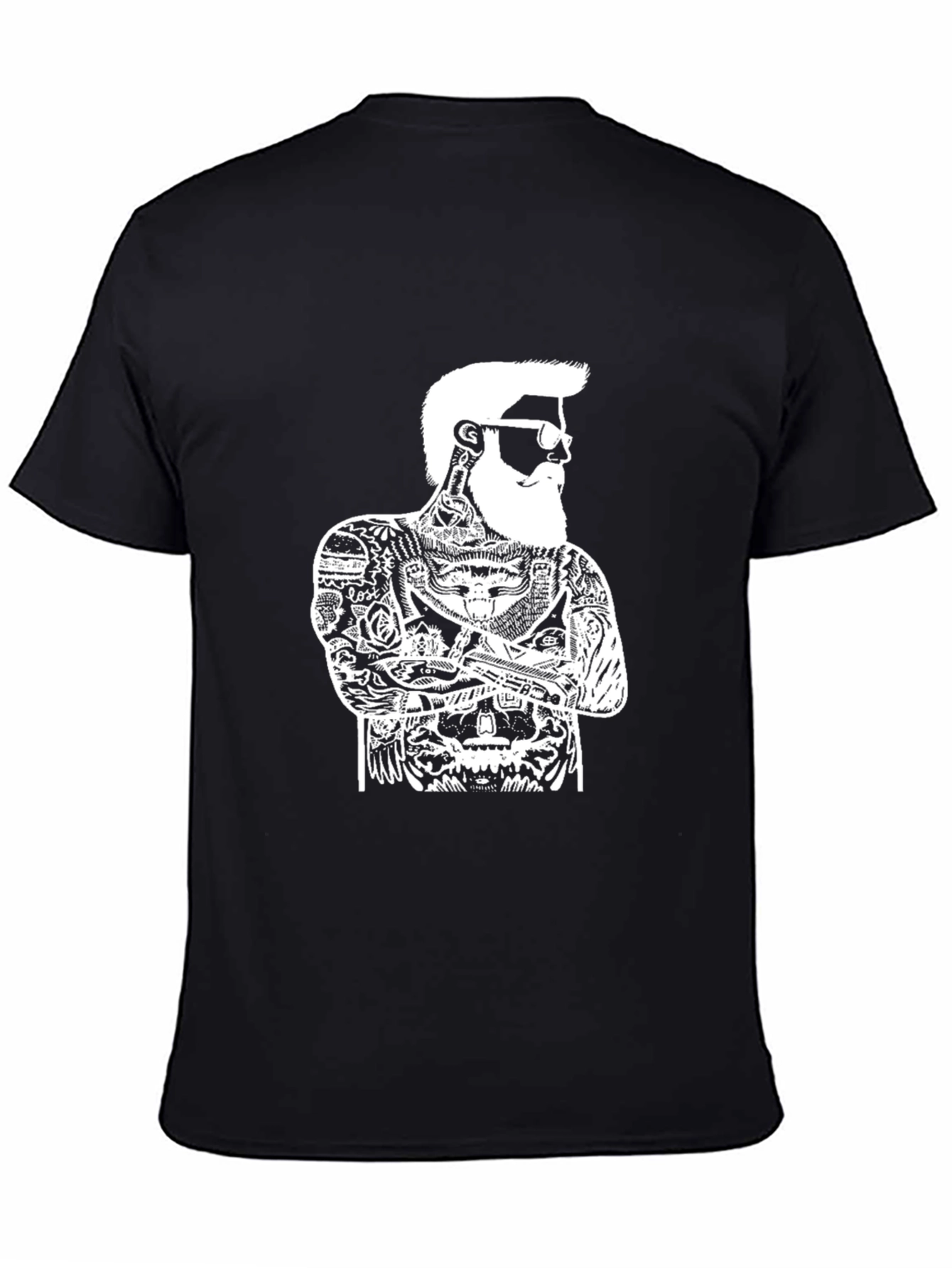 Cool Tattooed Bearded Man Graphic Tee