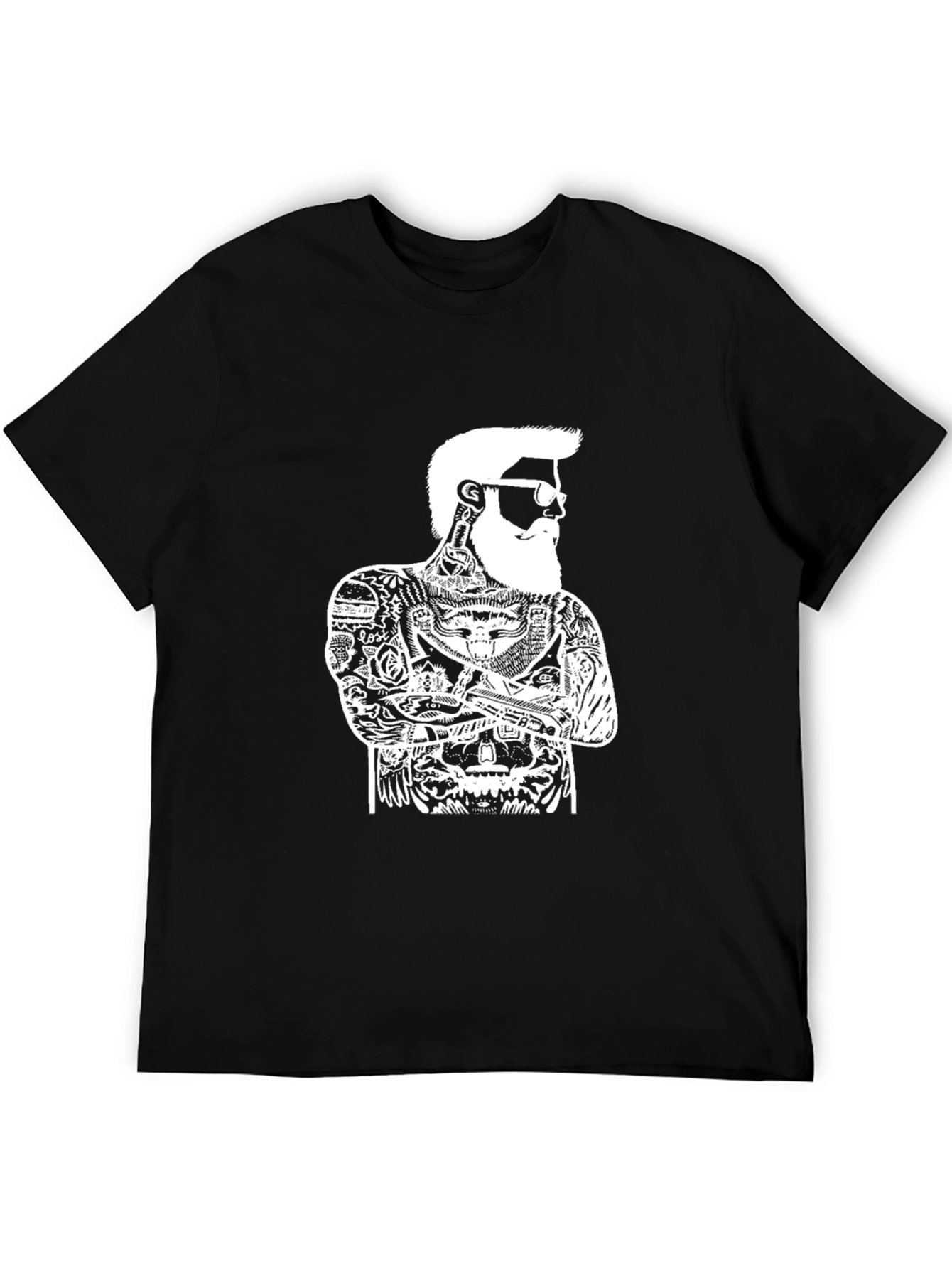Cool Tattooed Bearded Man Graphic Tee