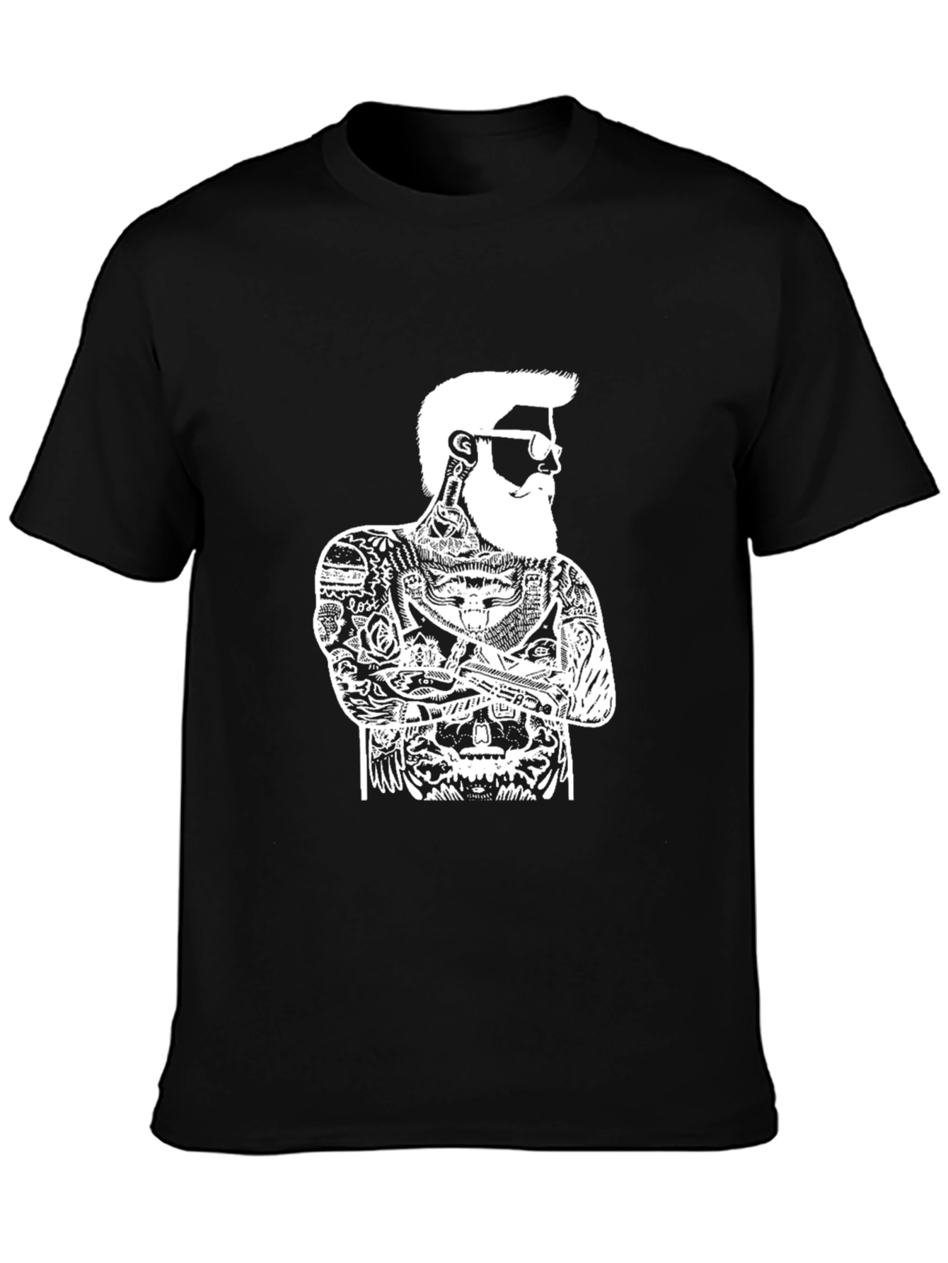 Cool Tattooed Bearded Man Graphic Tee