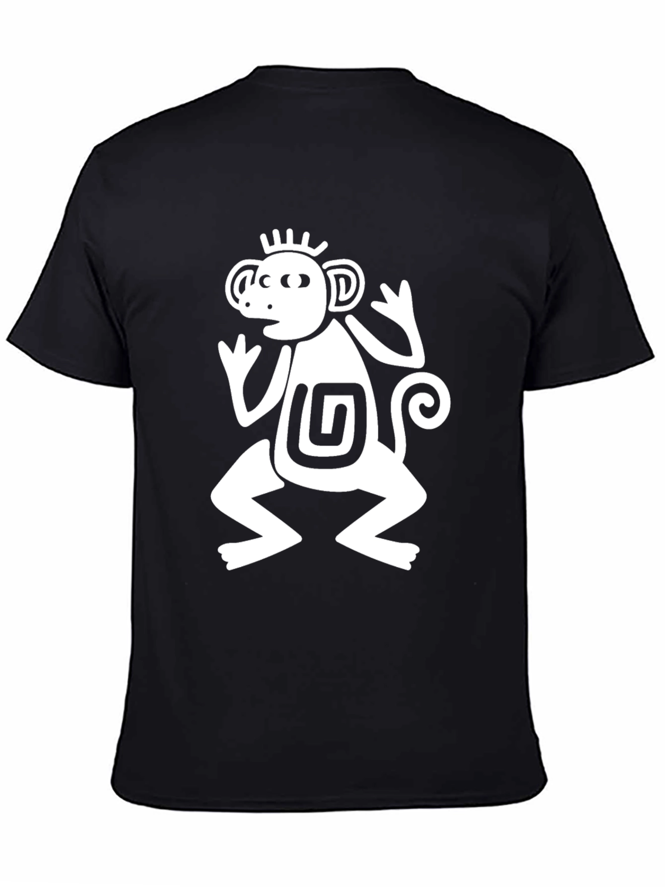 Aztec Monkey Graphic T-Shirt - Black Crew Neck Tee