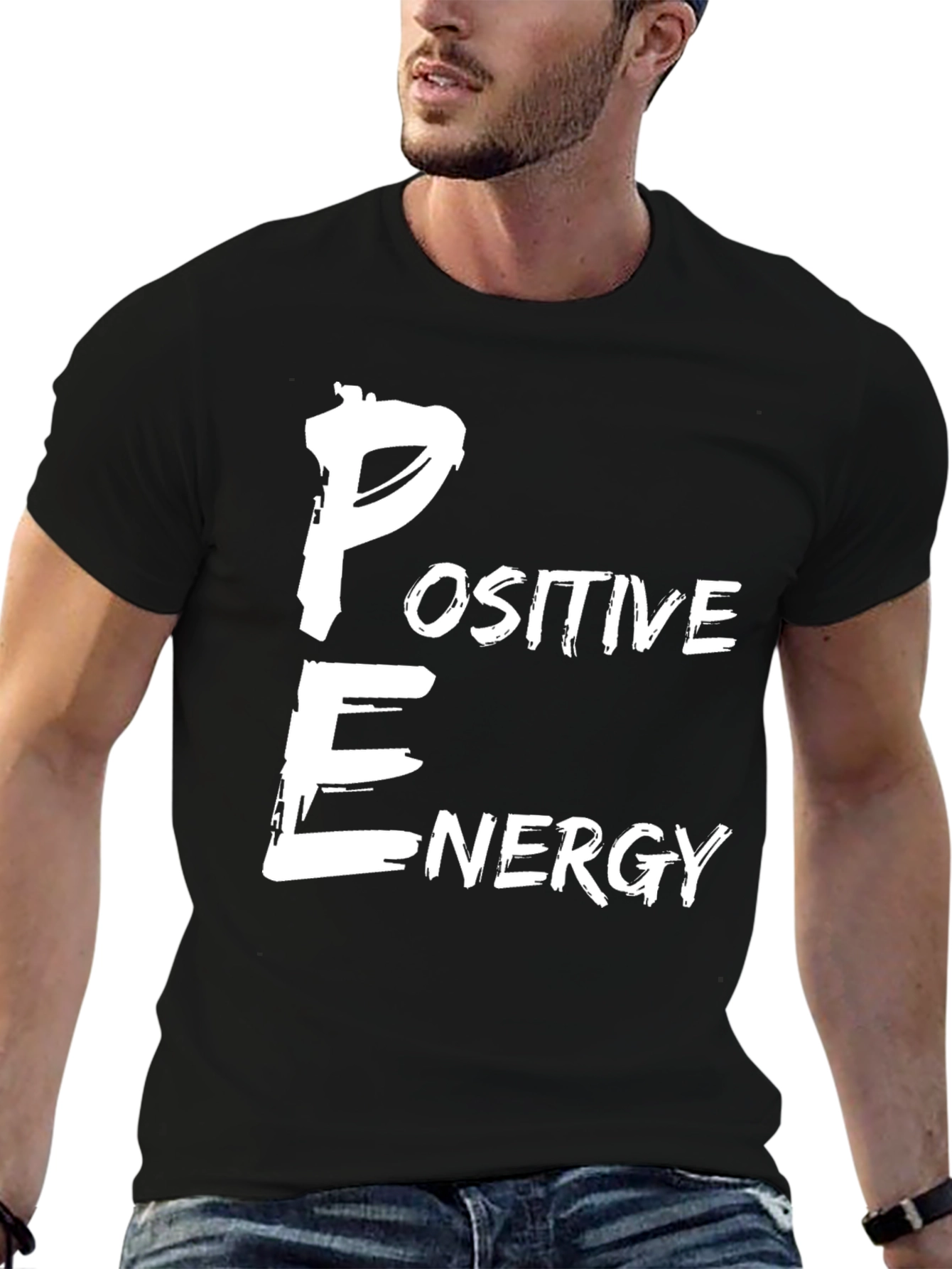 Positive Energy Graphic Print Black T-Shirt