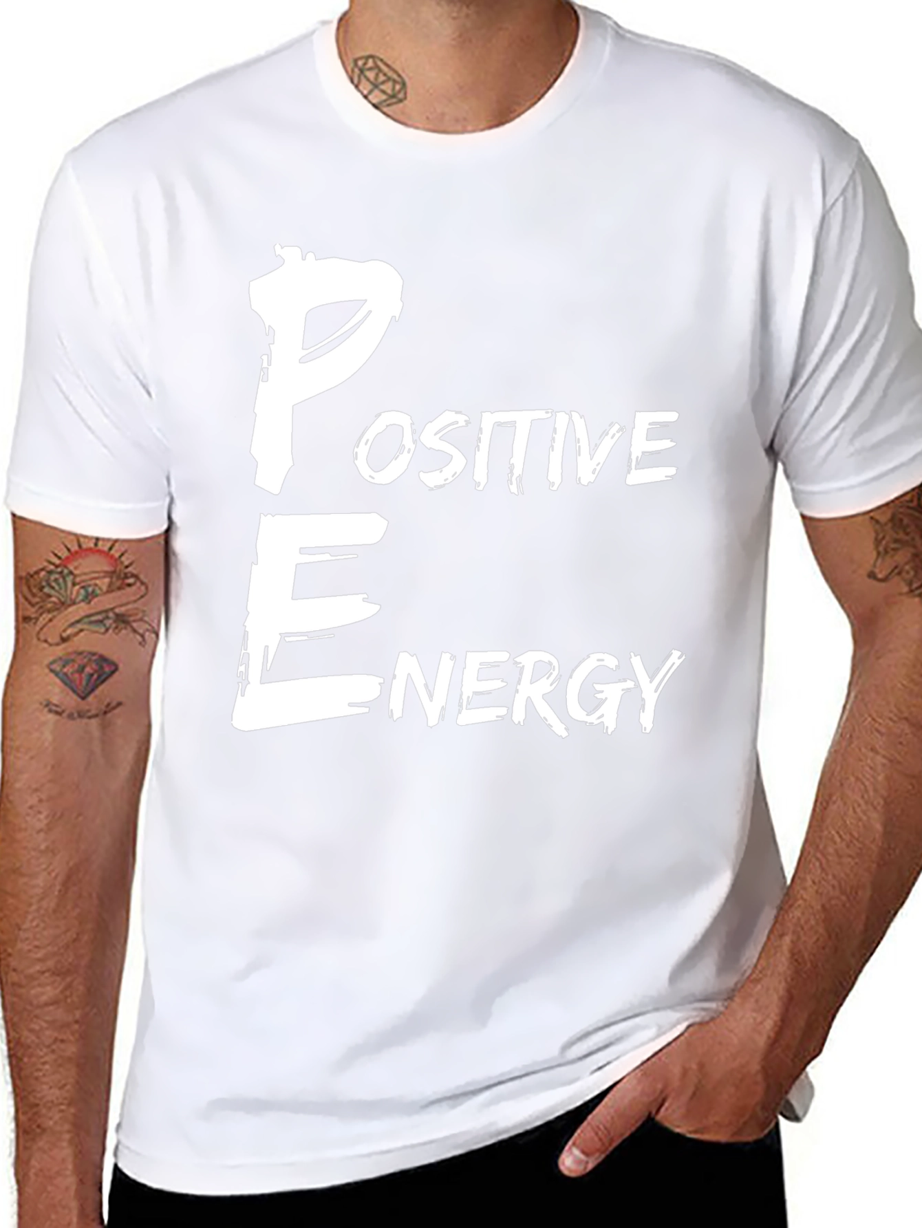Positive Energy Graphic Print Black T-Shirt