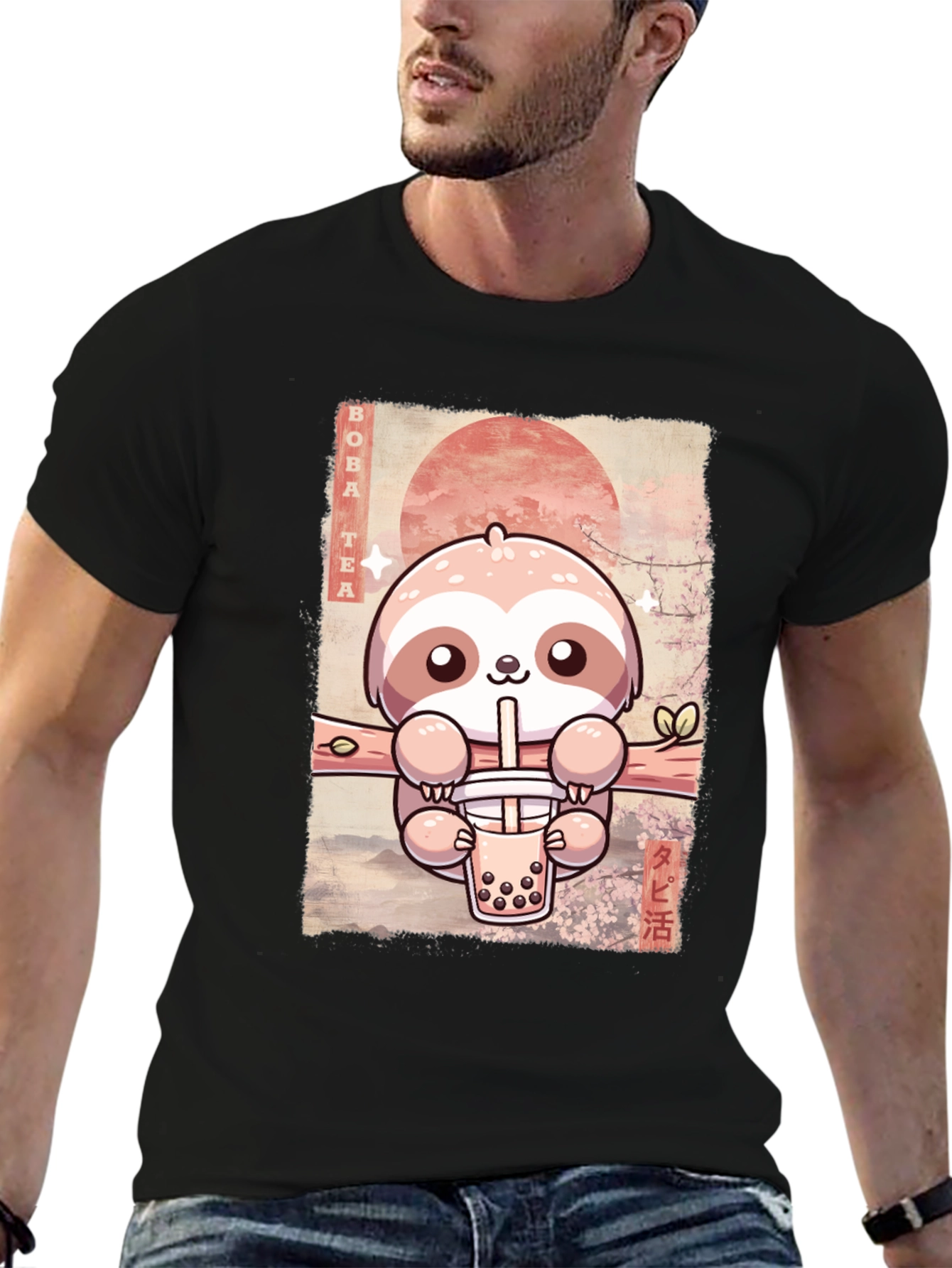 Sloth Boba Tea Graphic Tee - Kawaii Style!